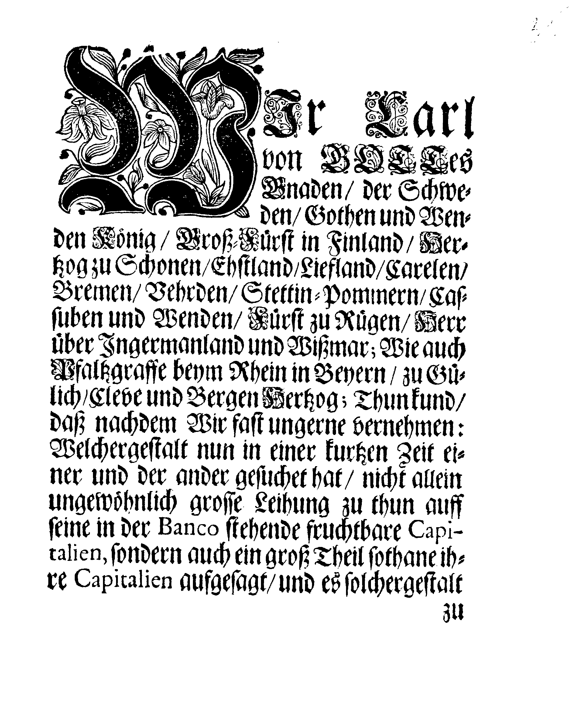 Ihrer Königl. Majest. PLACAT Und Versicherung Wegen des Banco-Wesens.