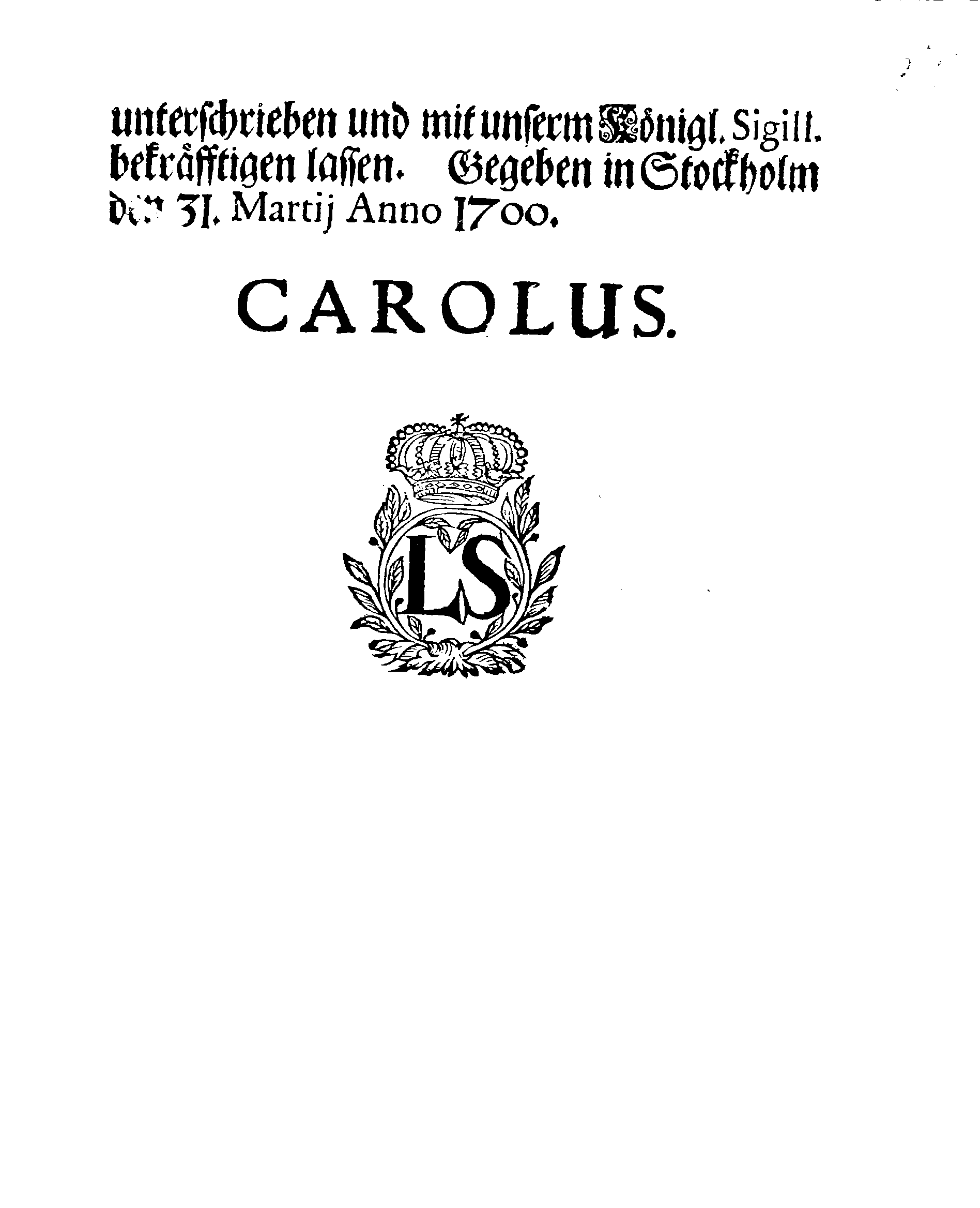 Ihrer Königl. Majest. PLACAT Und Versicherung Wegen des Banco-Wesens.