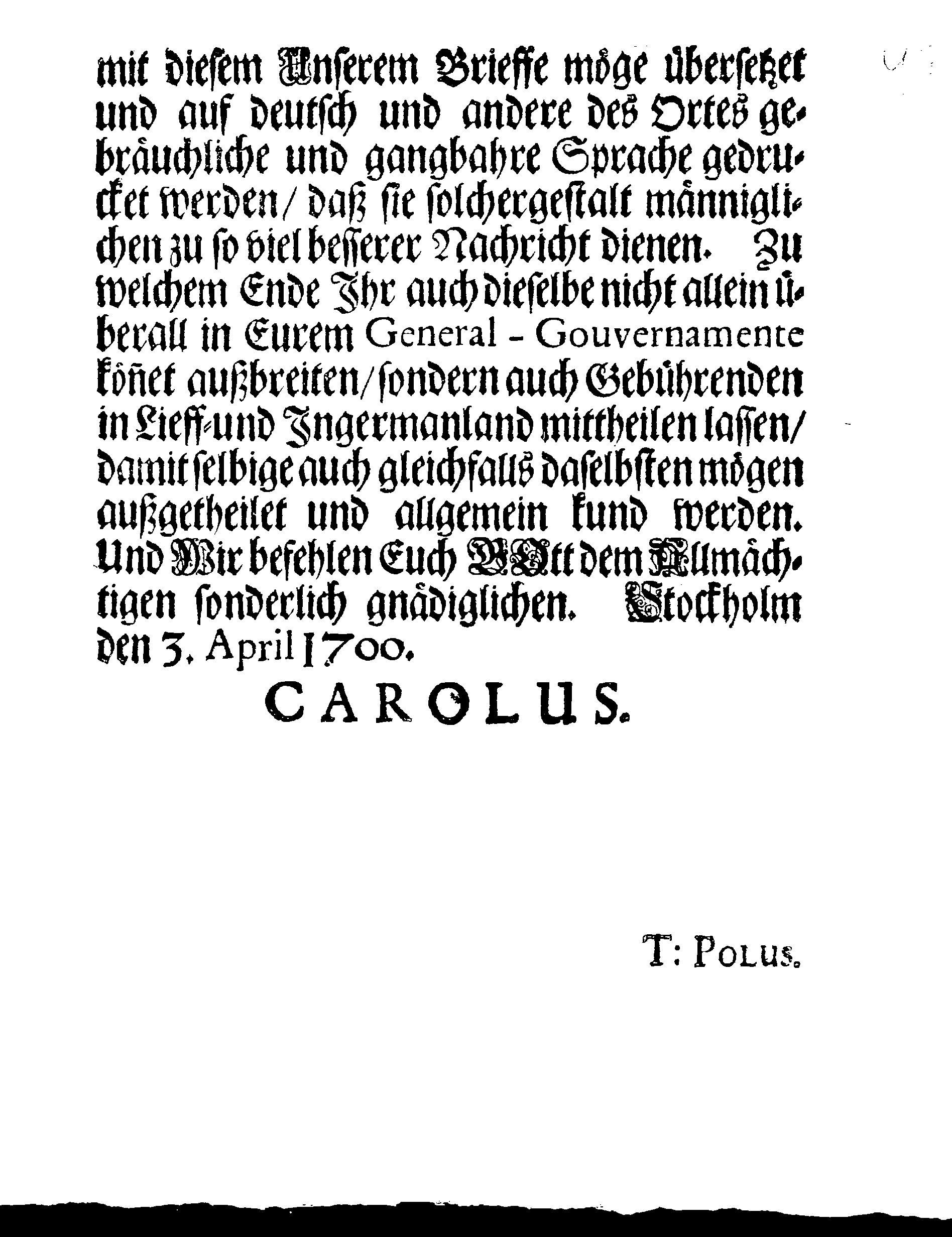 [Kuningas Karl XII korraldus]