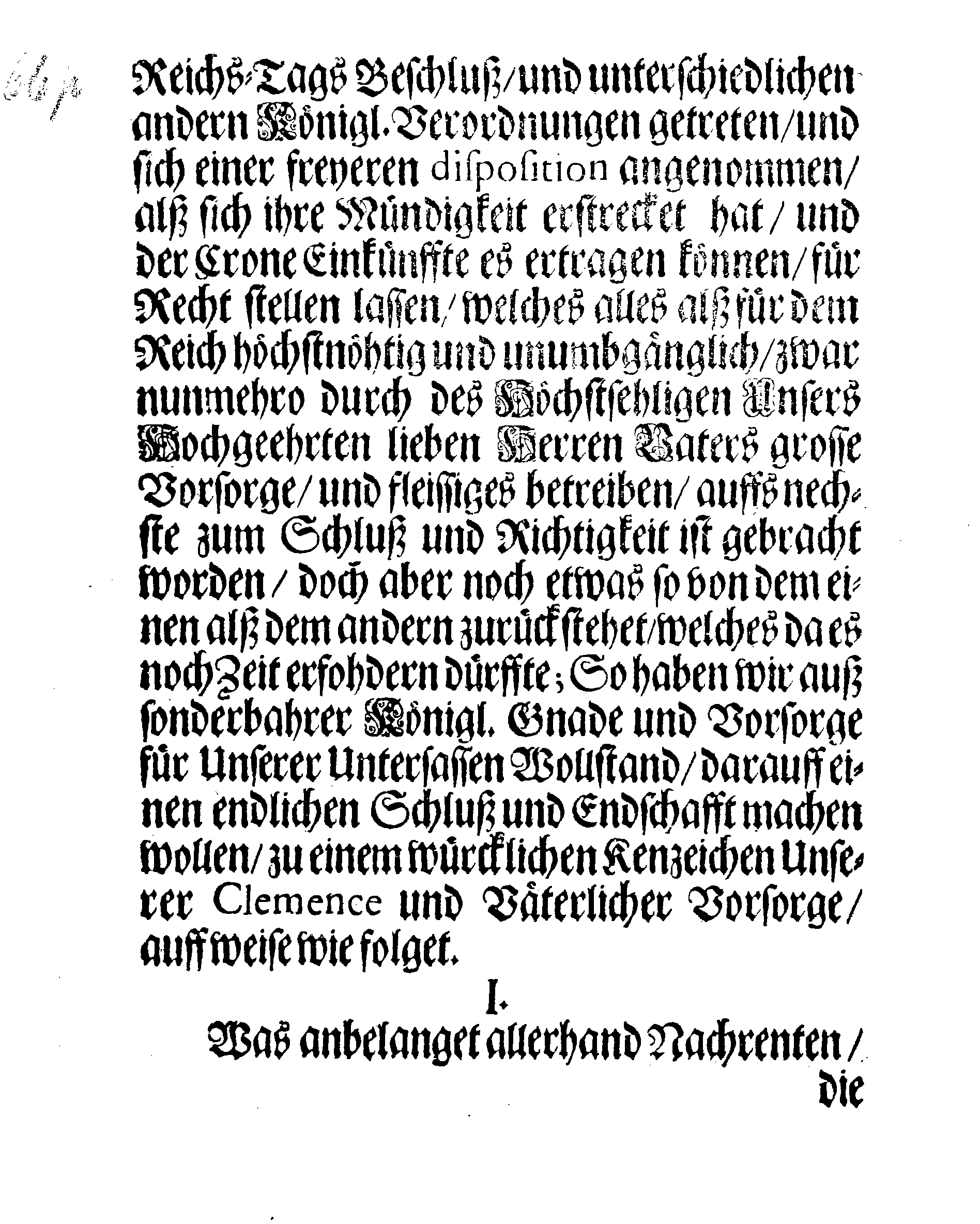 Ihr: Königl: Majest: Verordnung, Angehende Das Reductions- und Liqvidations-Werck, sambt der Stände Urthel in der grossen Commission.