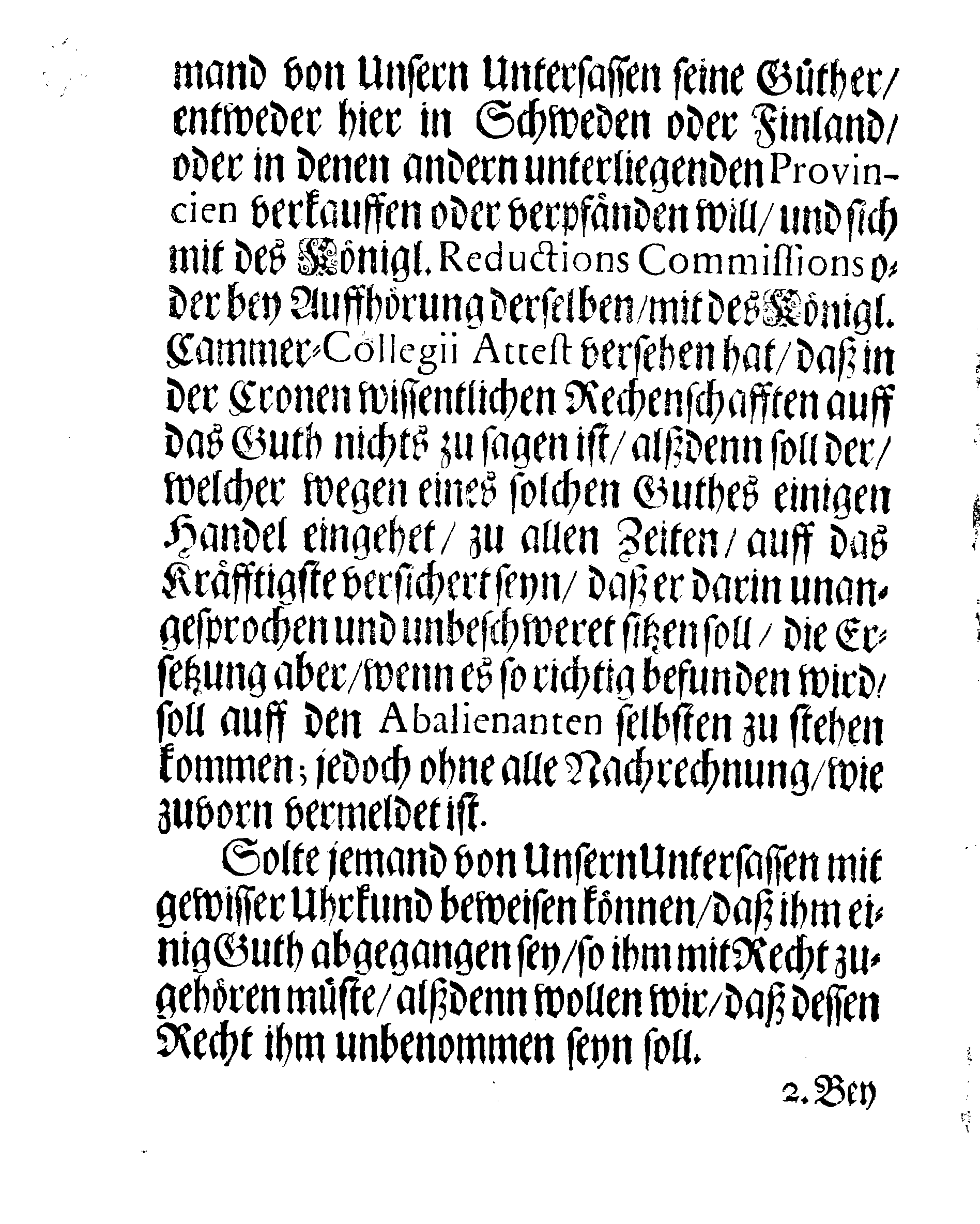 Ihr: Königl: Majest: Verordnung, Angehende Das Reductions- und Liqvidations-Werck, sambt der Stände Urthel in der grossen Commission.