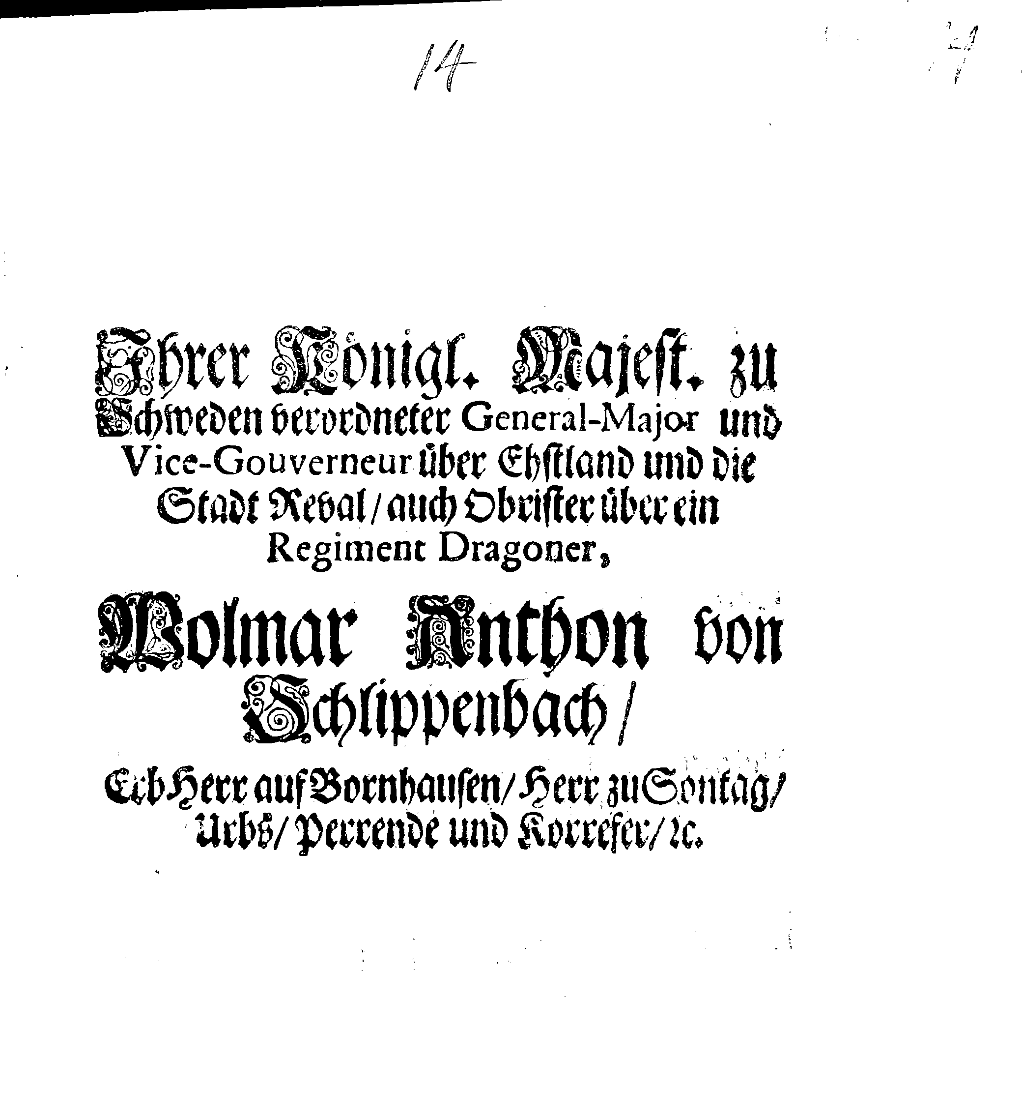 [Wolmar Anton von Schlippenbachi korraldus]