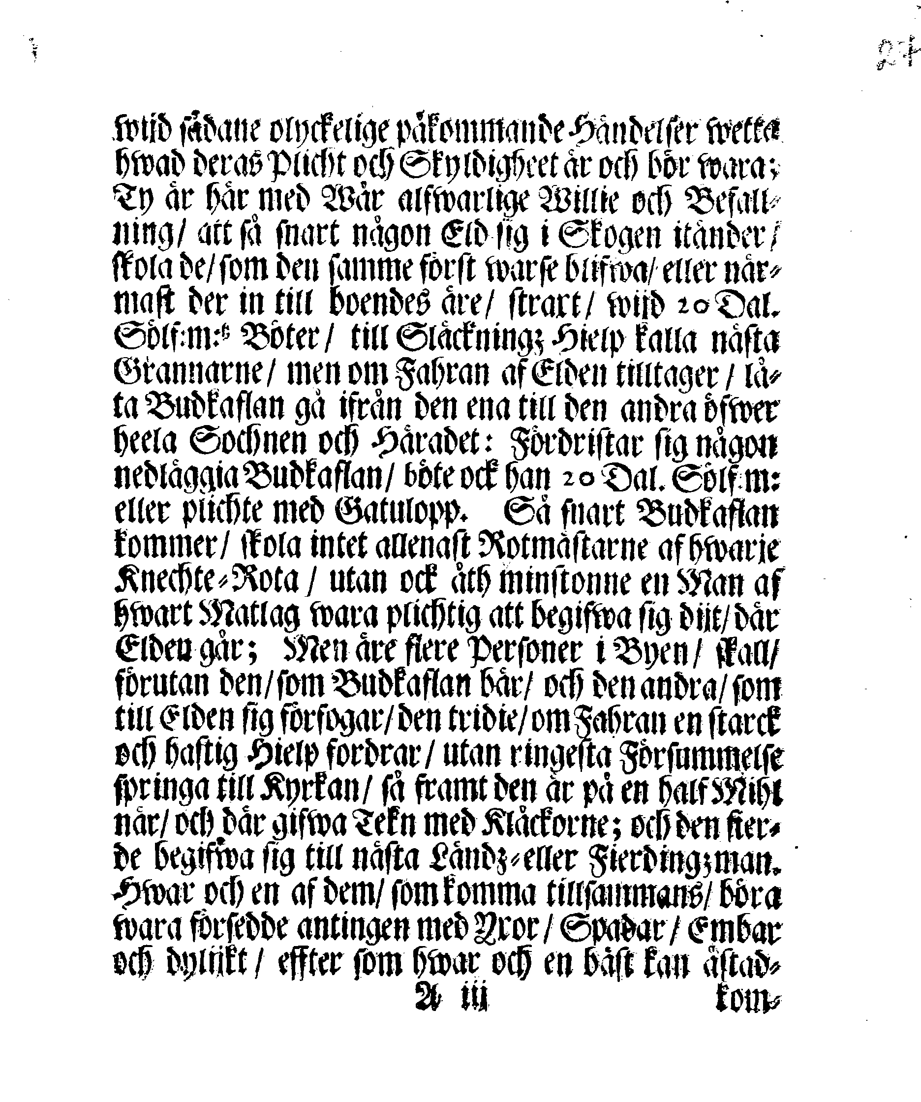 Kongl. May.tz Förordning, Angående Skogz-Eldar, sampt deras förekommande och stäckiande