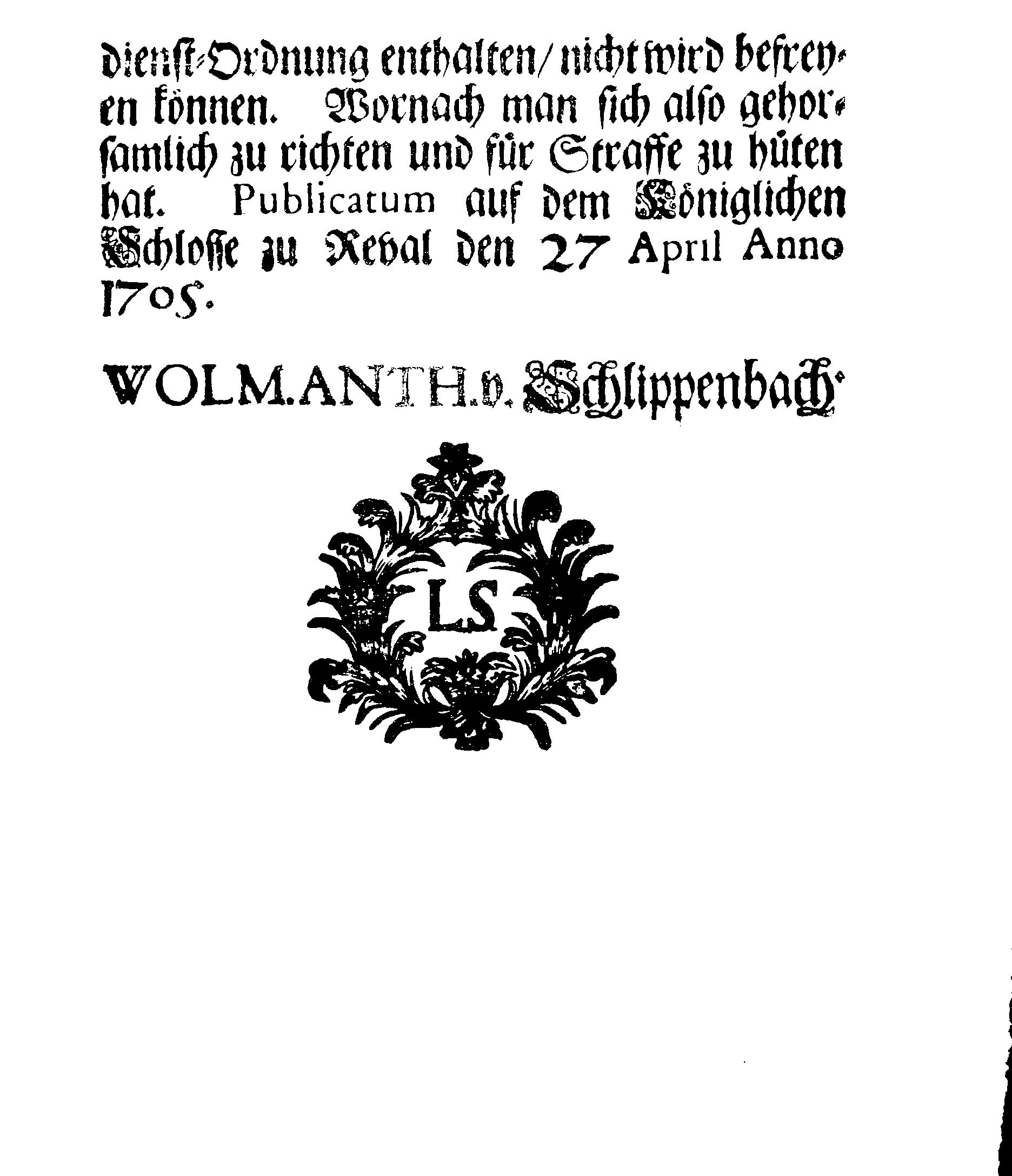 [Wolmar Anton von Schlippenbachi korraldus]