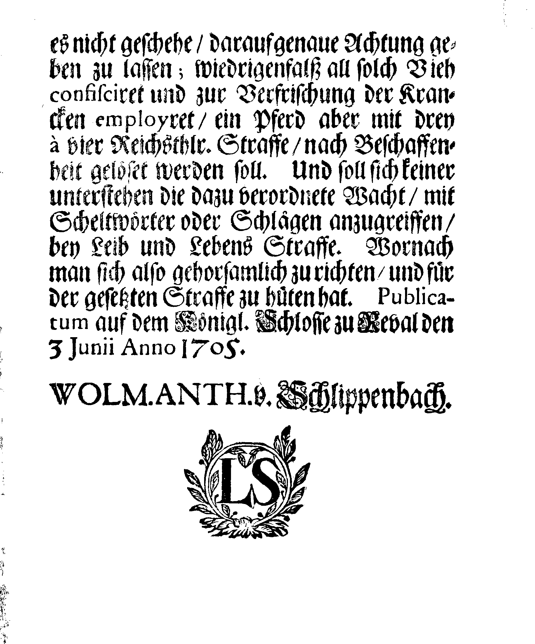 [Wolmar Anton von Schlippenbachi korraldus]