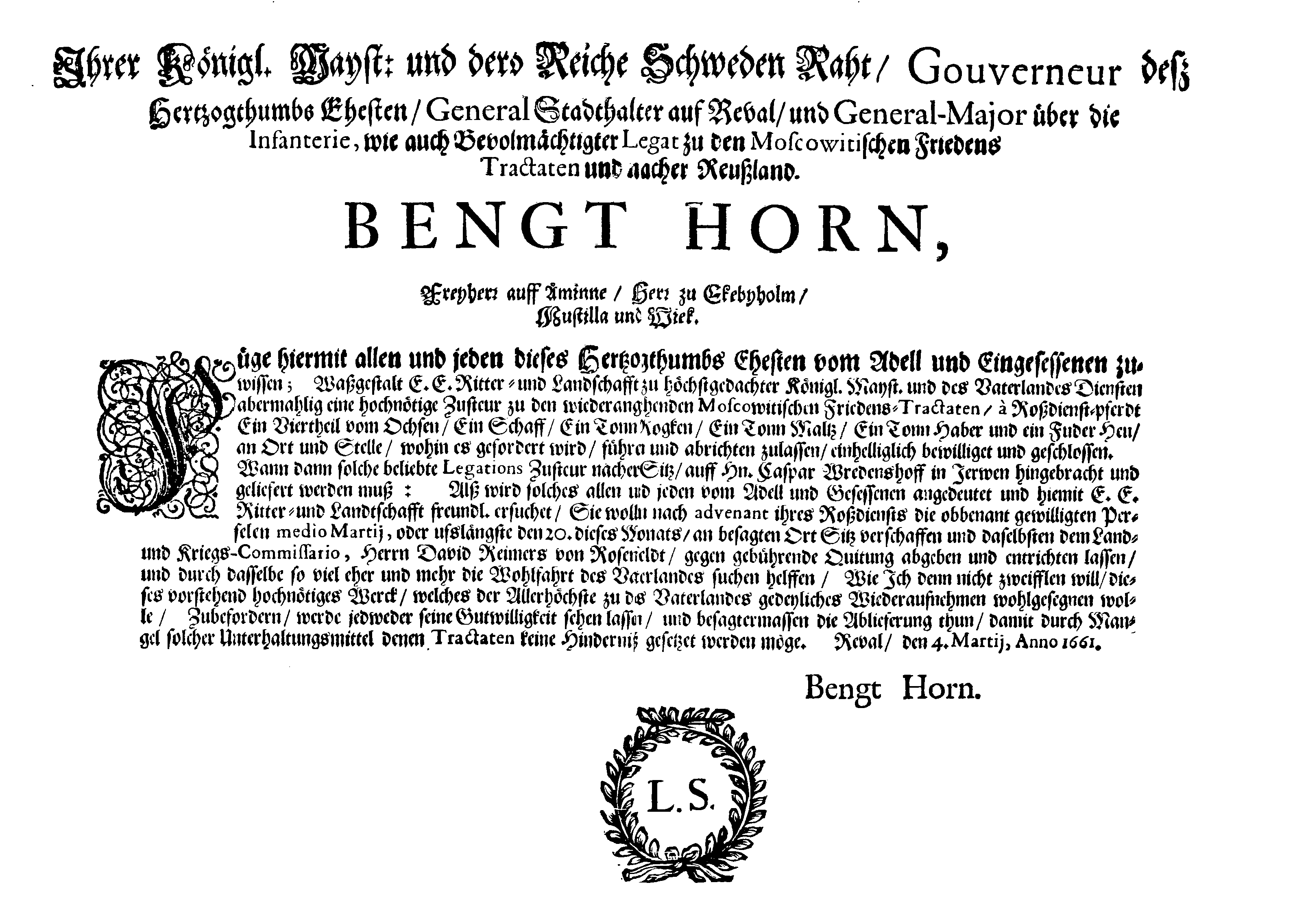 [Bengt Horni korraldus]