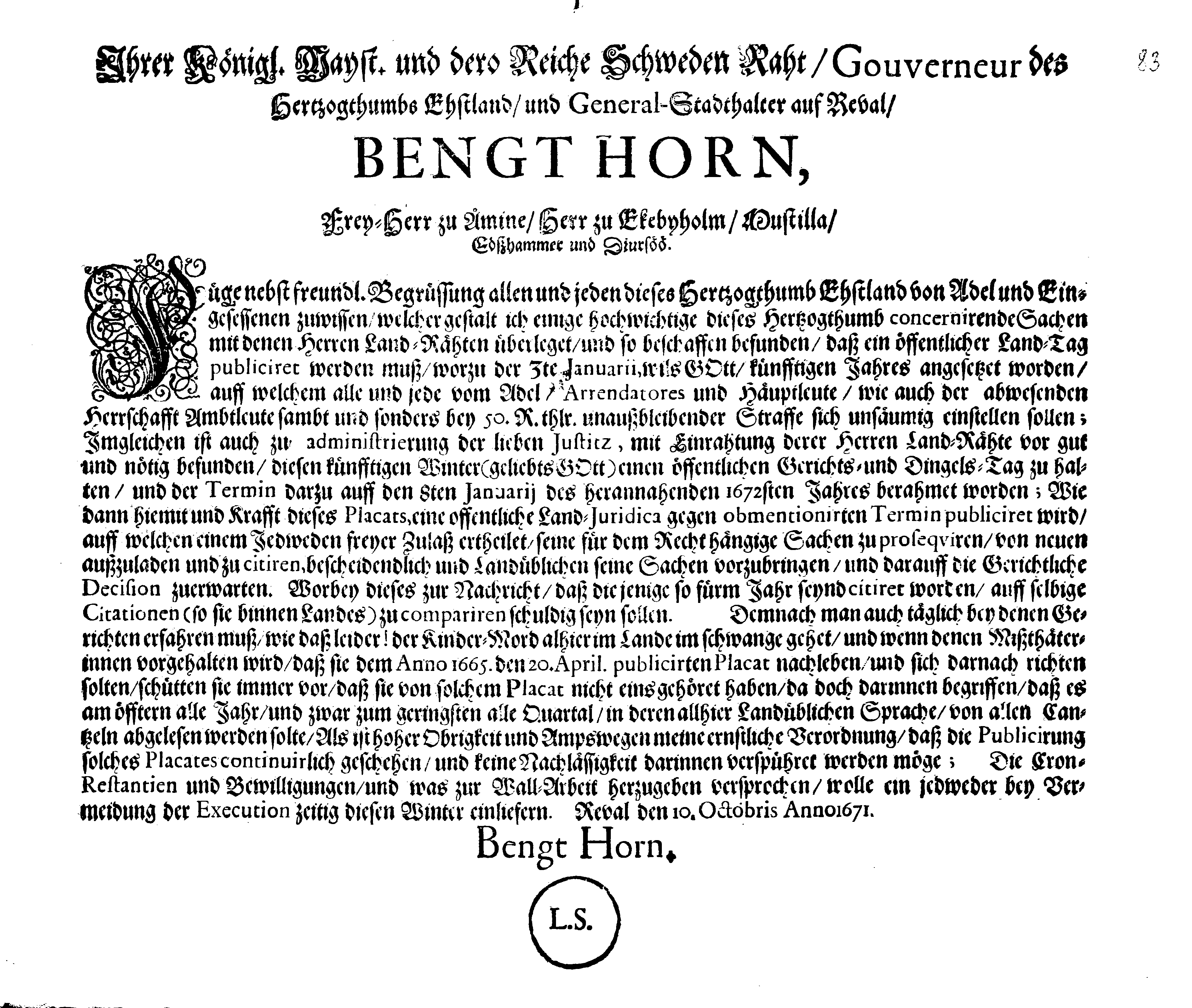 [Bengt Horni korraldus]