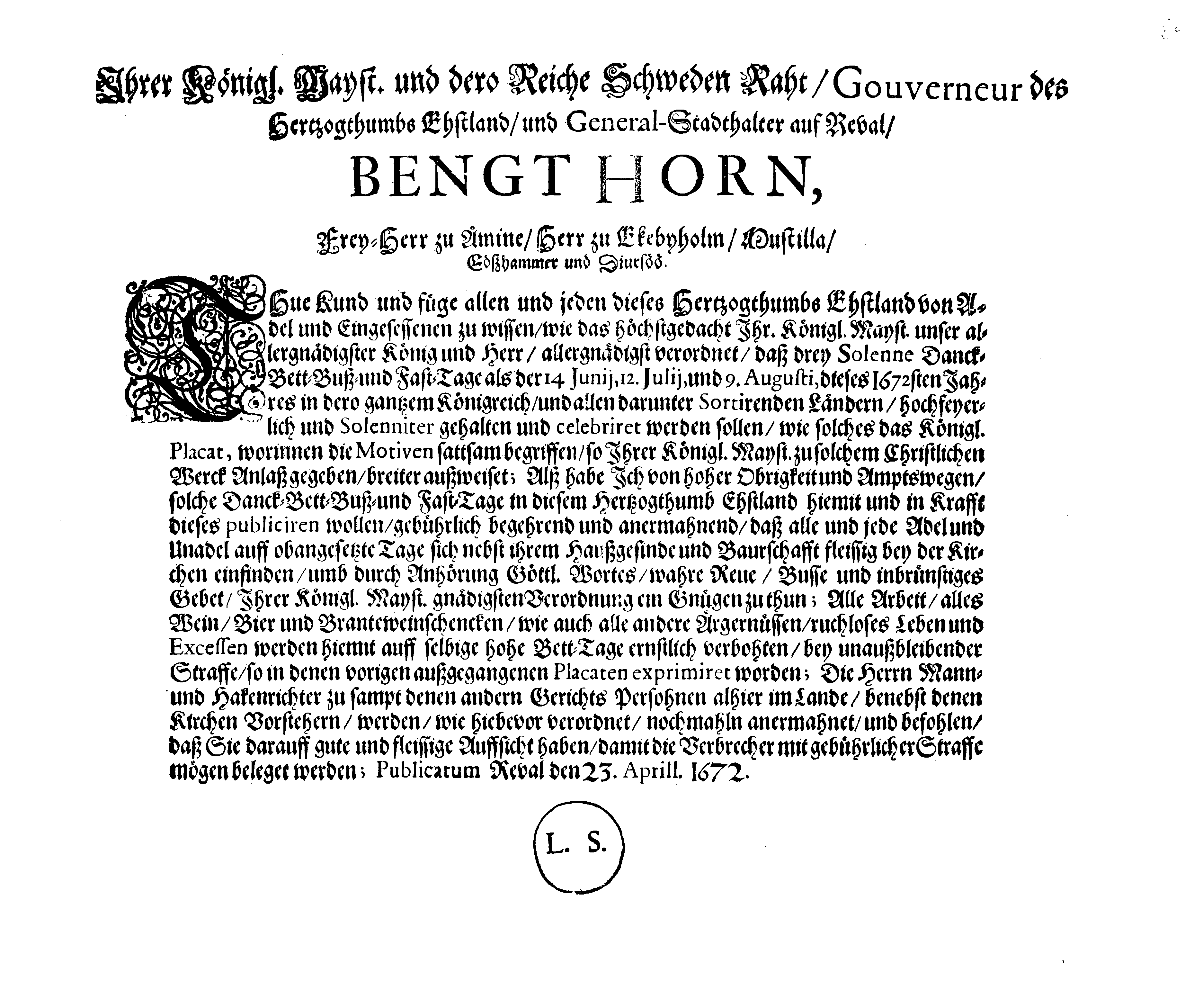 [Bengt Horni korraldus]