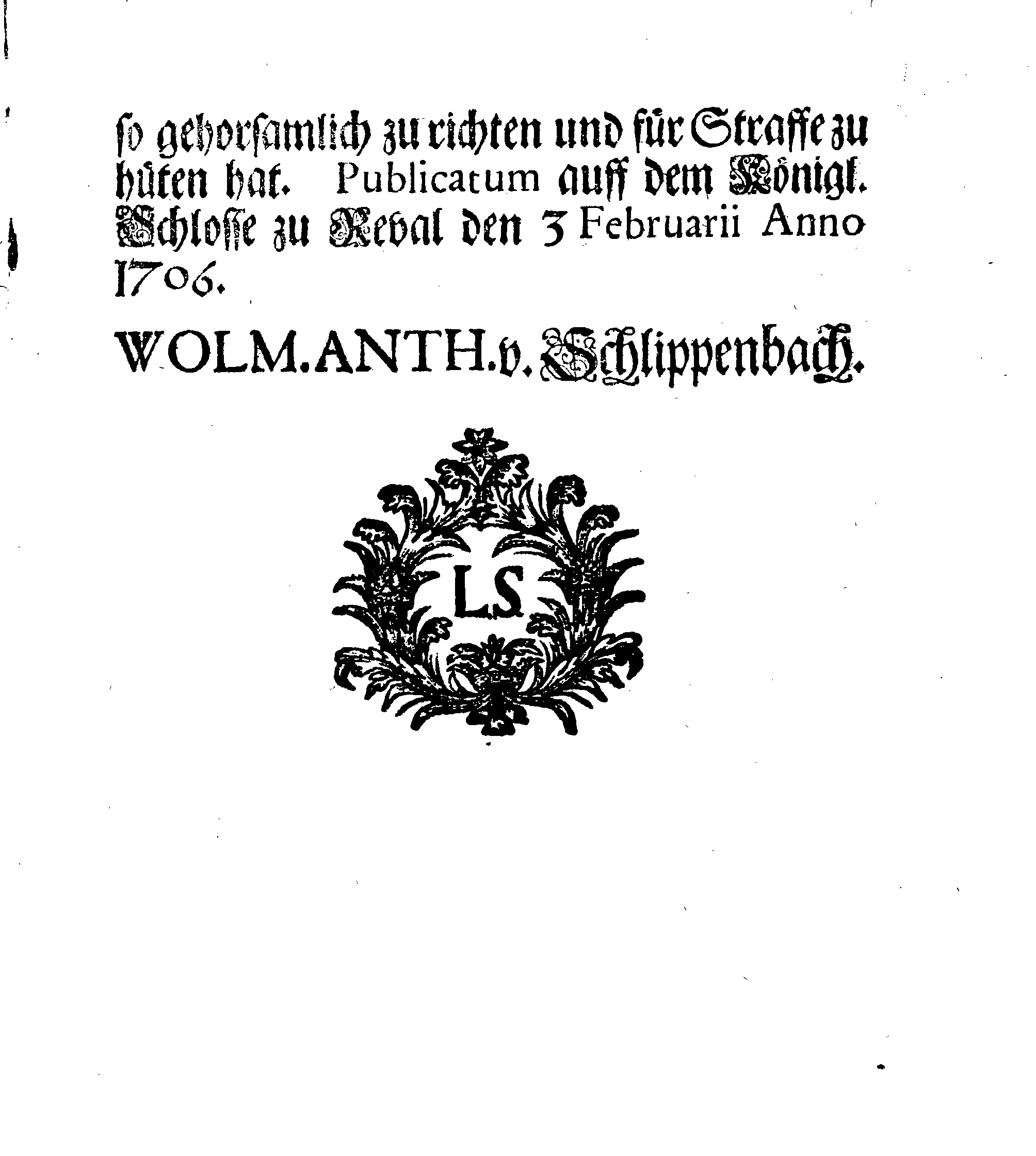 [Wolmar Anton von Schlippenbachi korraldus]