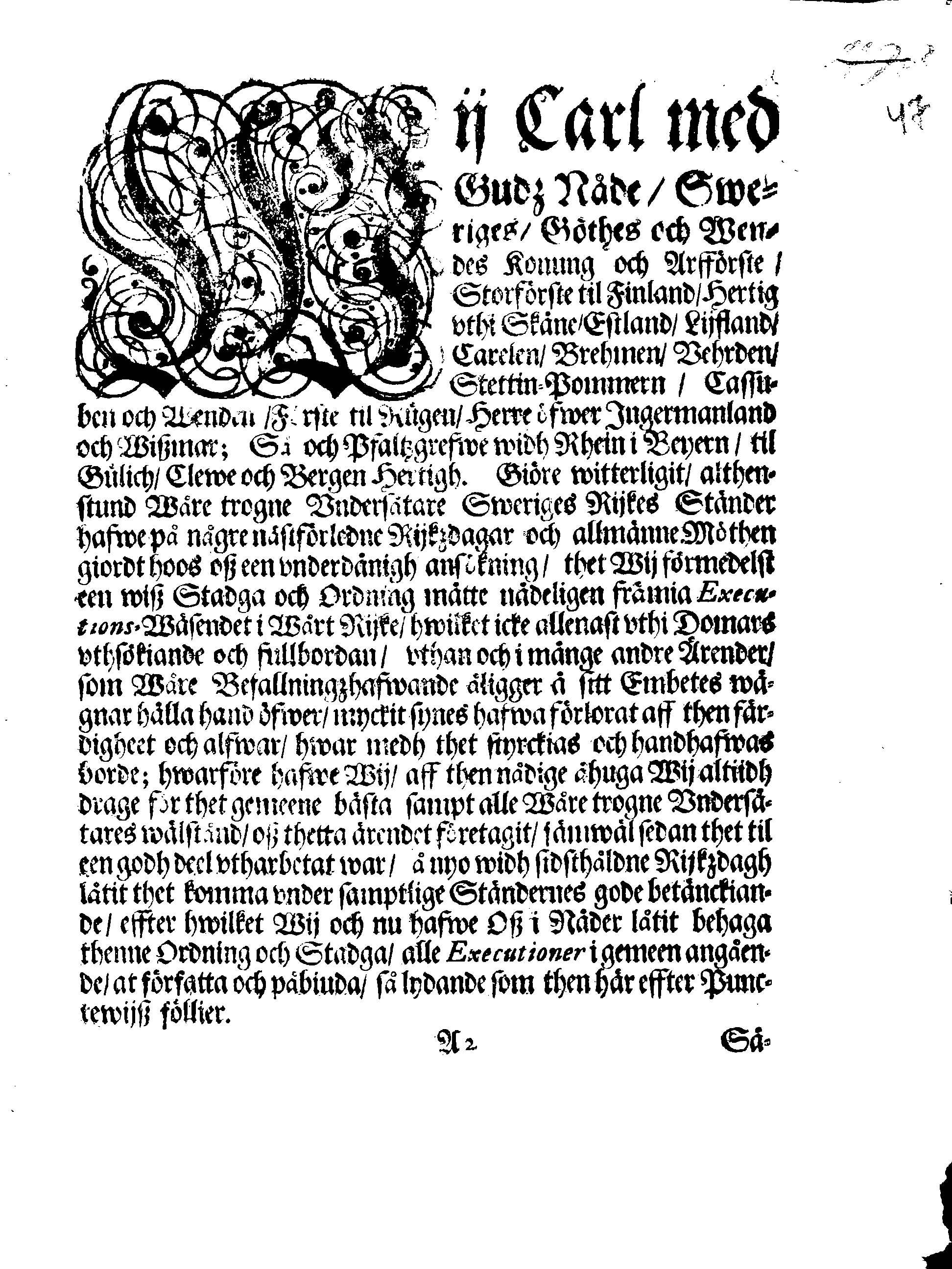 Kongl. Mayst:tz STADGA, Öfwer alla EXECUTIONER i gemeen