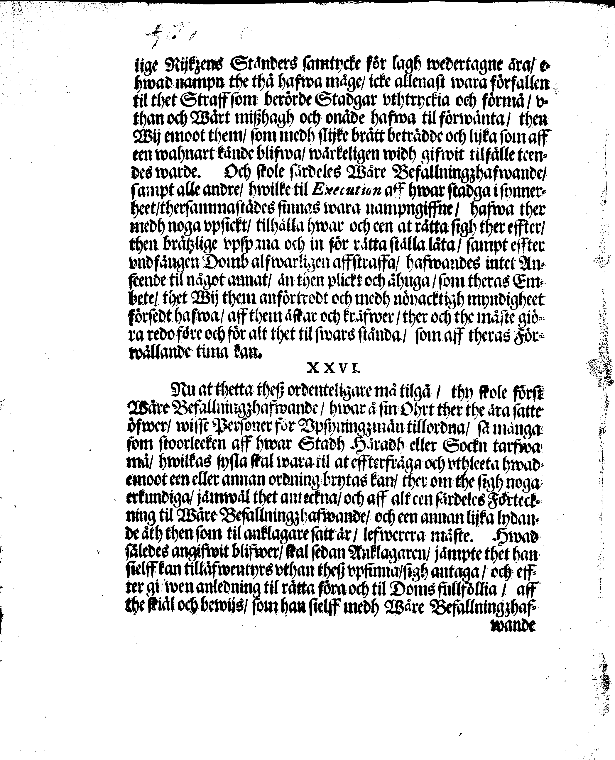 Kongl. Mayst:tz STADGA, Öfwer alla EXECUTIONER i gemeen