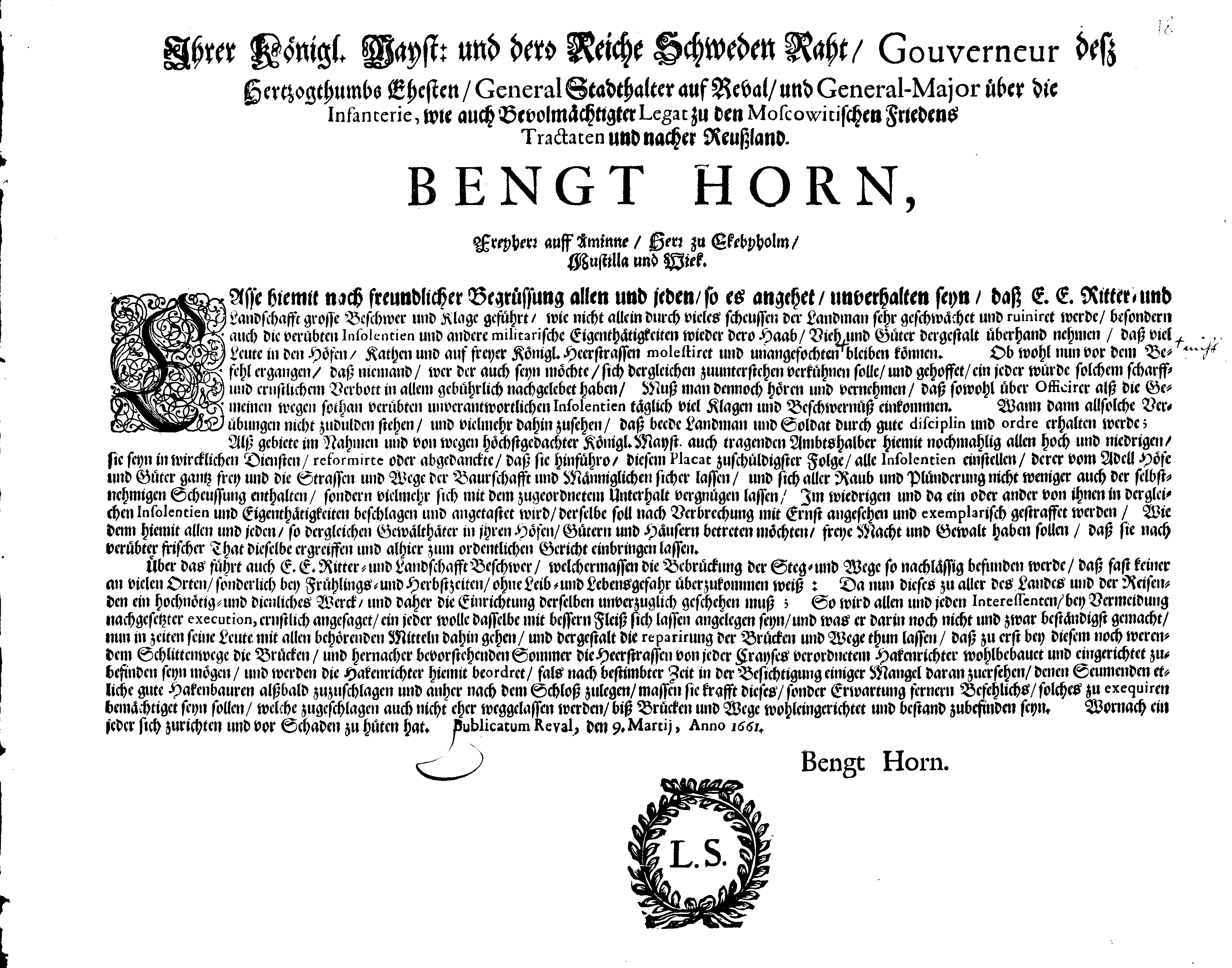 [Bengt Horni korraldus]