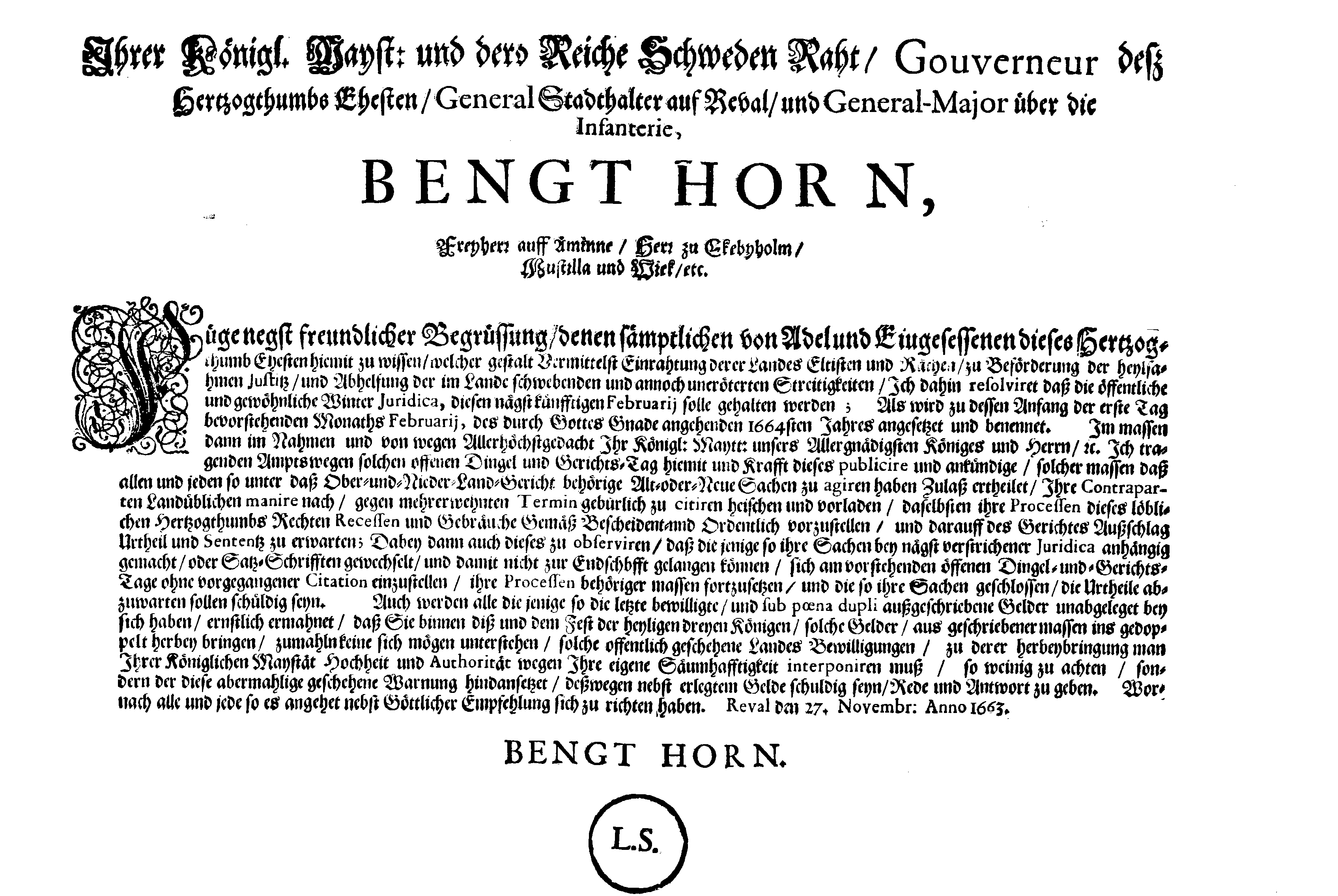 [Bengt Horni korraldus]