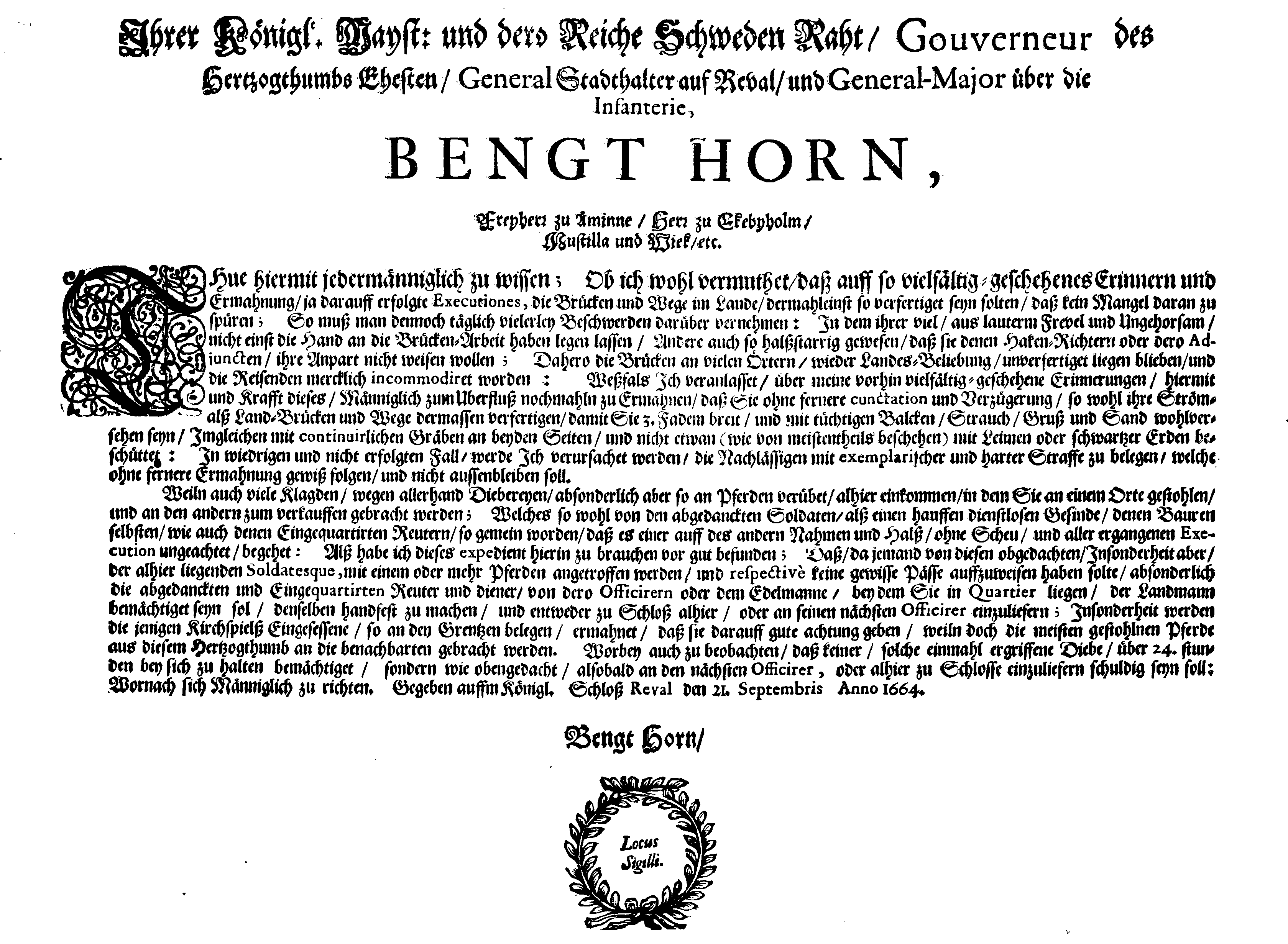 [Bengt Horni korraldus]