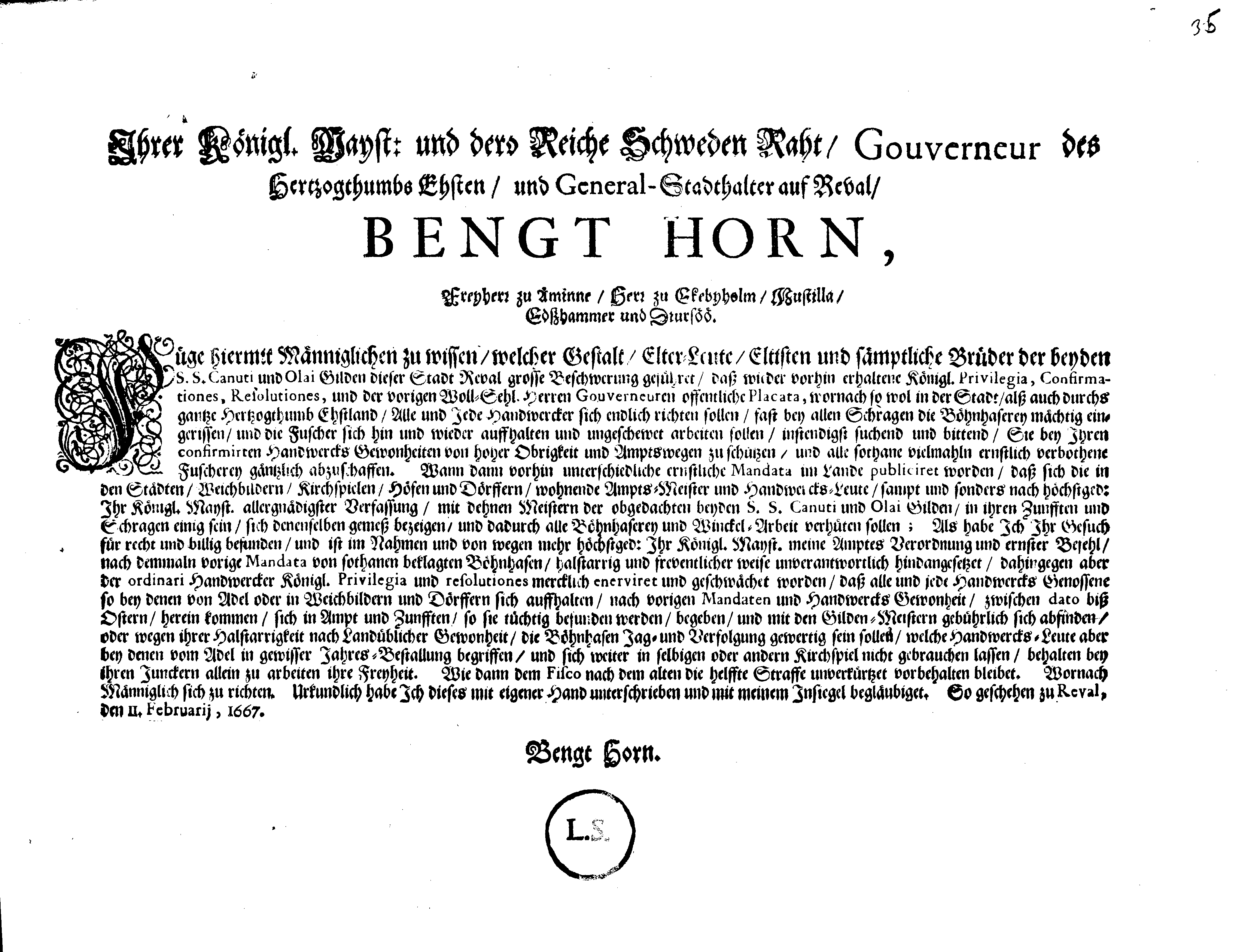 [Bengt Horni korraldus]