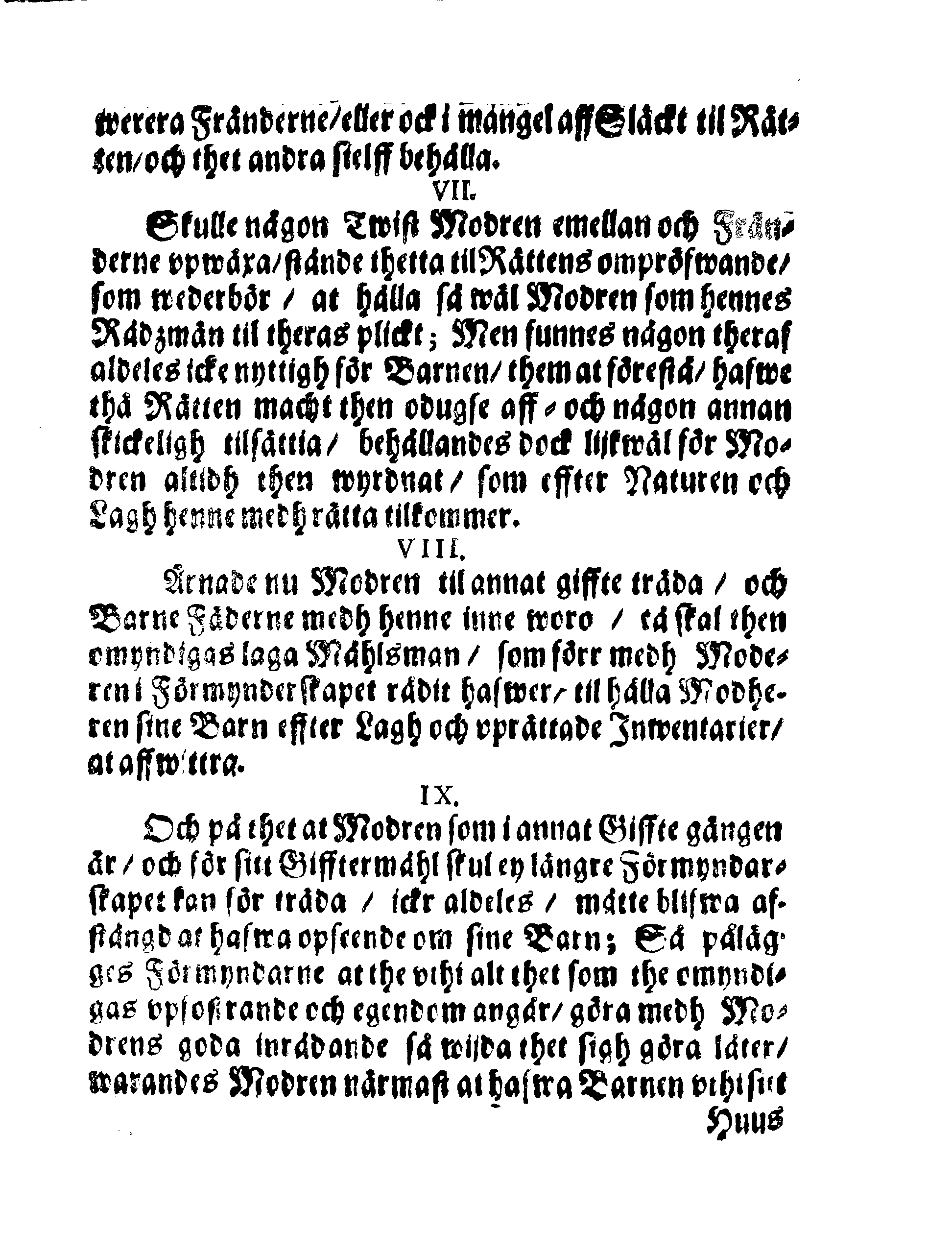 Kongl. May:tz Förmyndare Ordningh