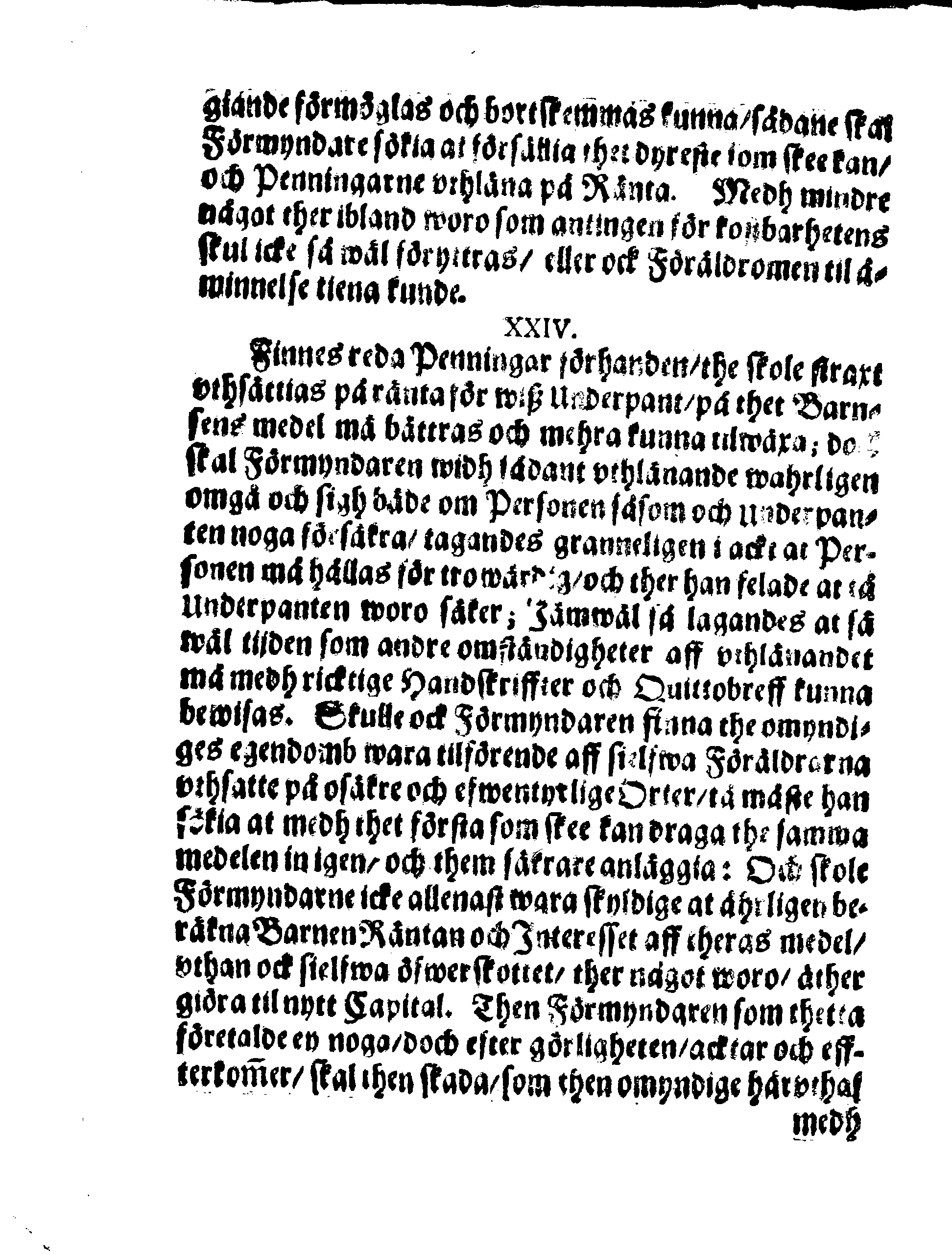 Kongl. May:tz Förmyndare Ordningh