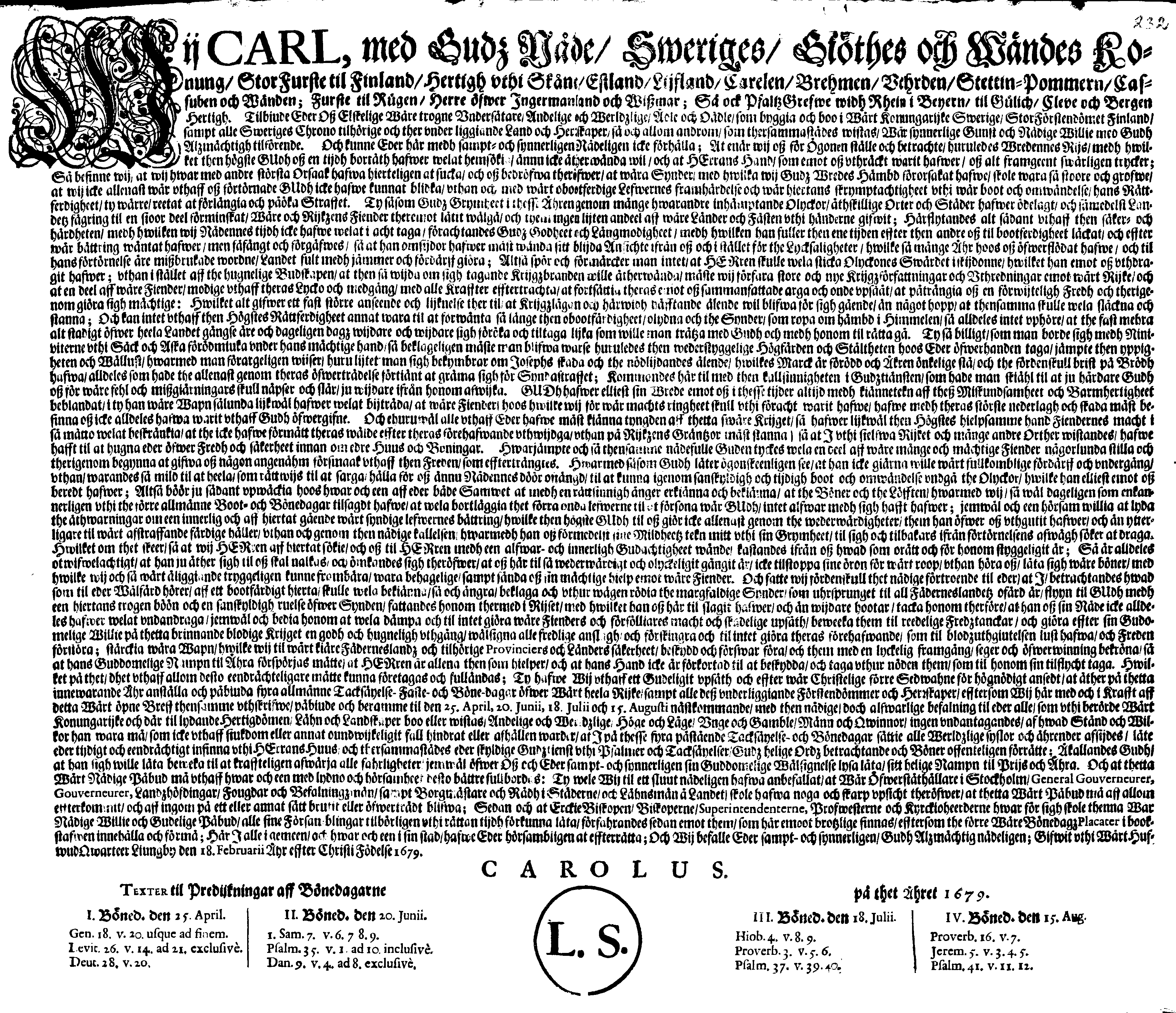 [Kuningas Karl XI korraldus]