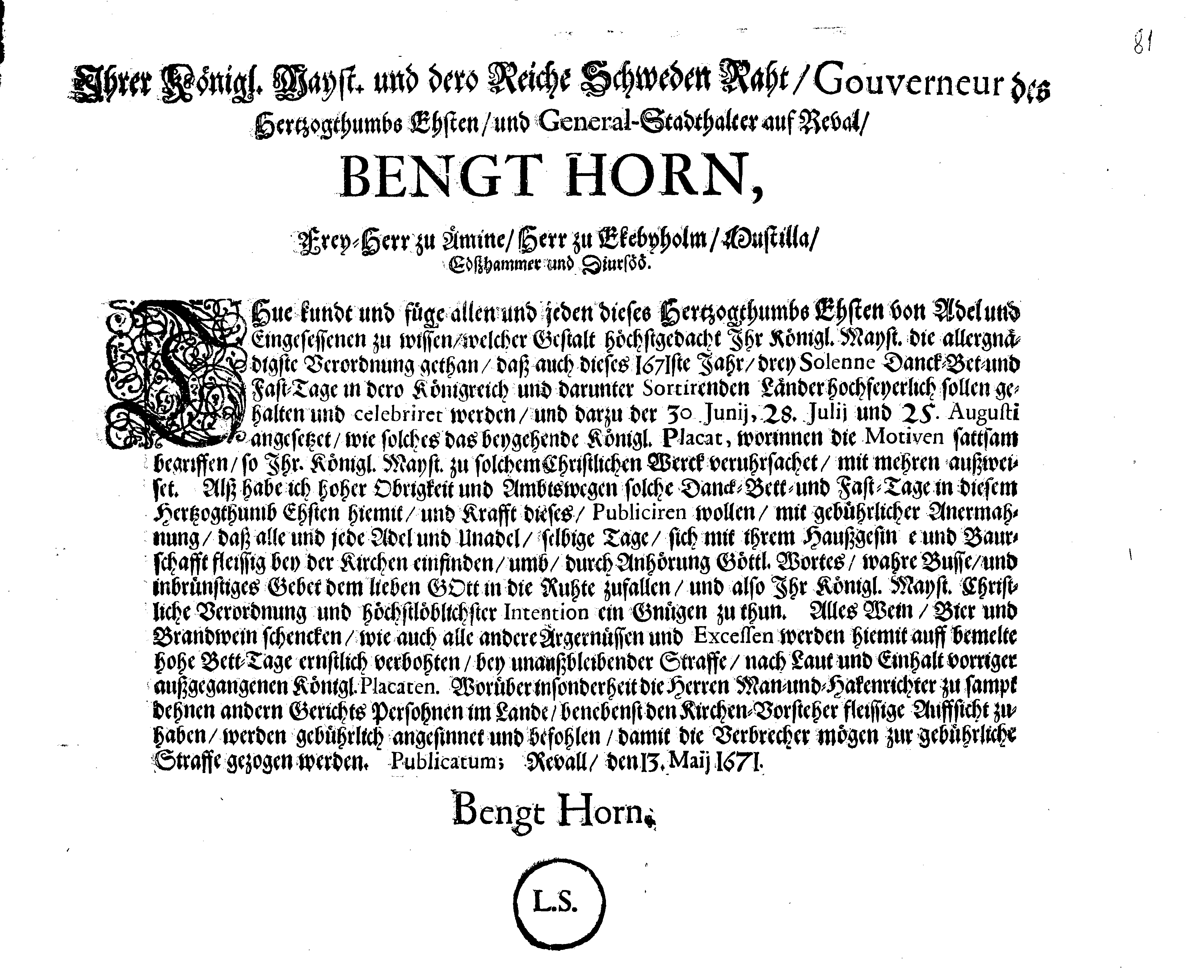 [Bengt Horni korraldus]