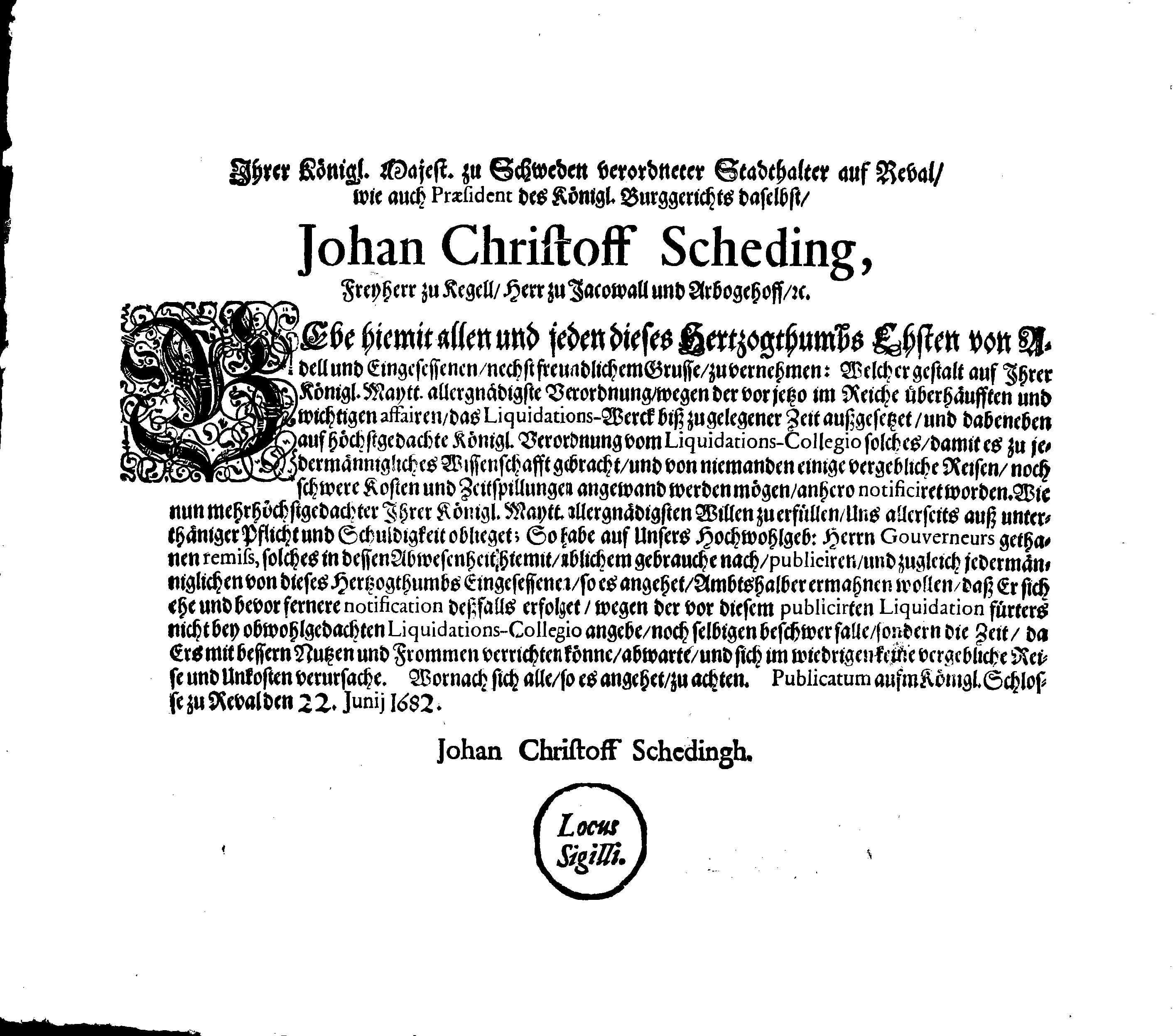 [Johan Christopher von Scheidingi korraldus]