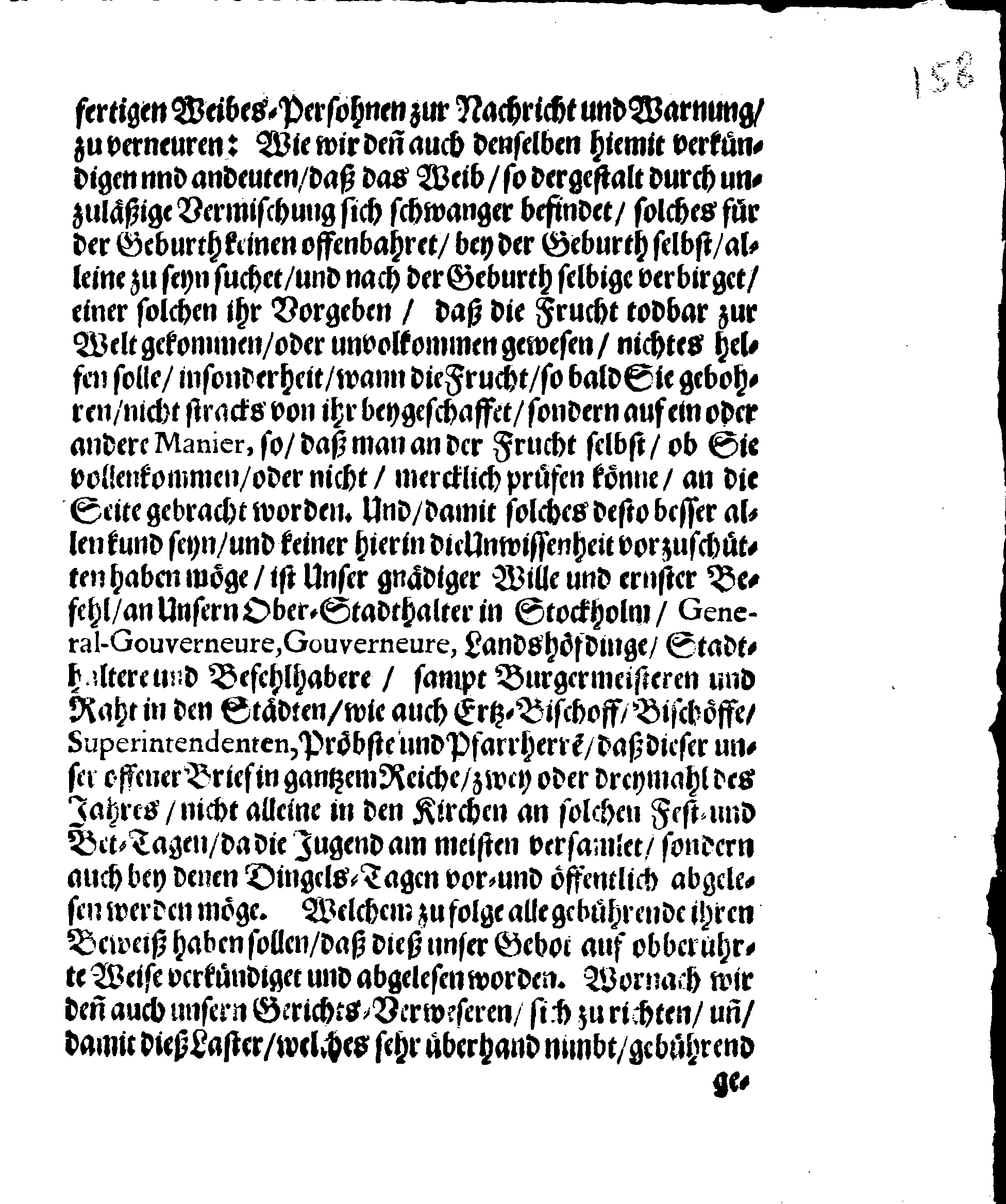 Ihrer Königl. Majest. Verordnung wegen Kinder-Mords