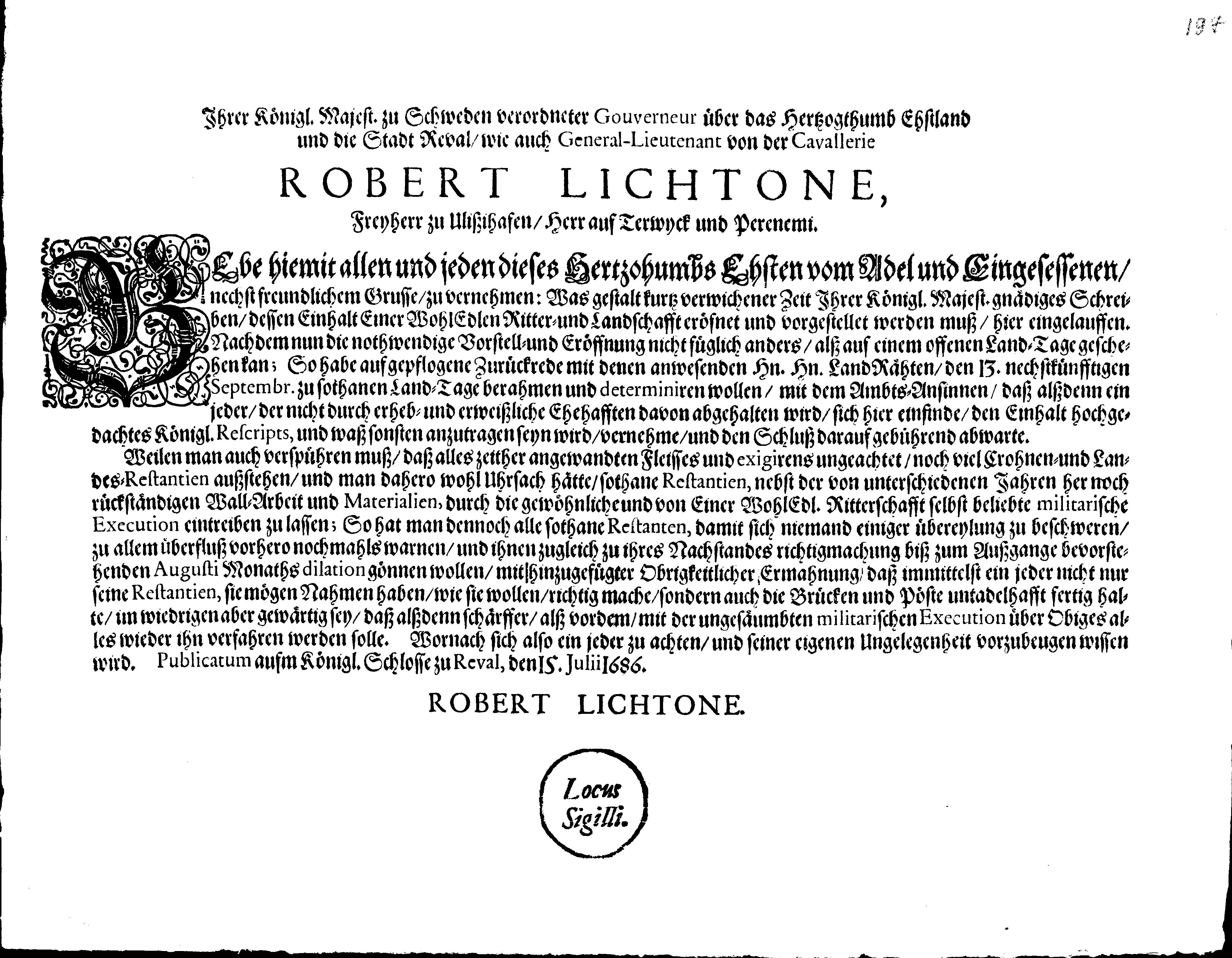 [Robert Lichtoni korraldus]