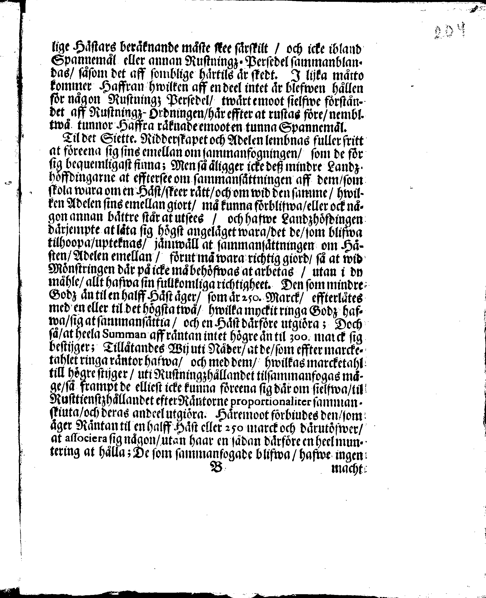 Kongl. May:tz Rusttienstz Ordning, Allom Wederbörandom til Effterrättelse