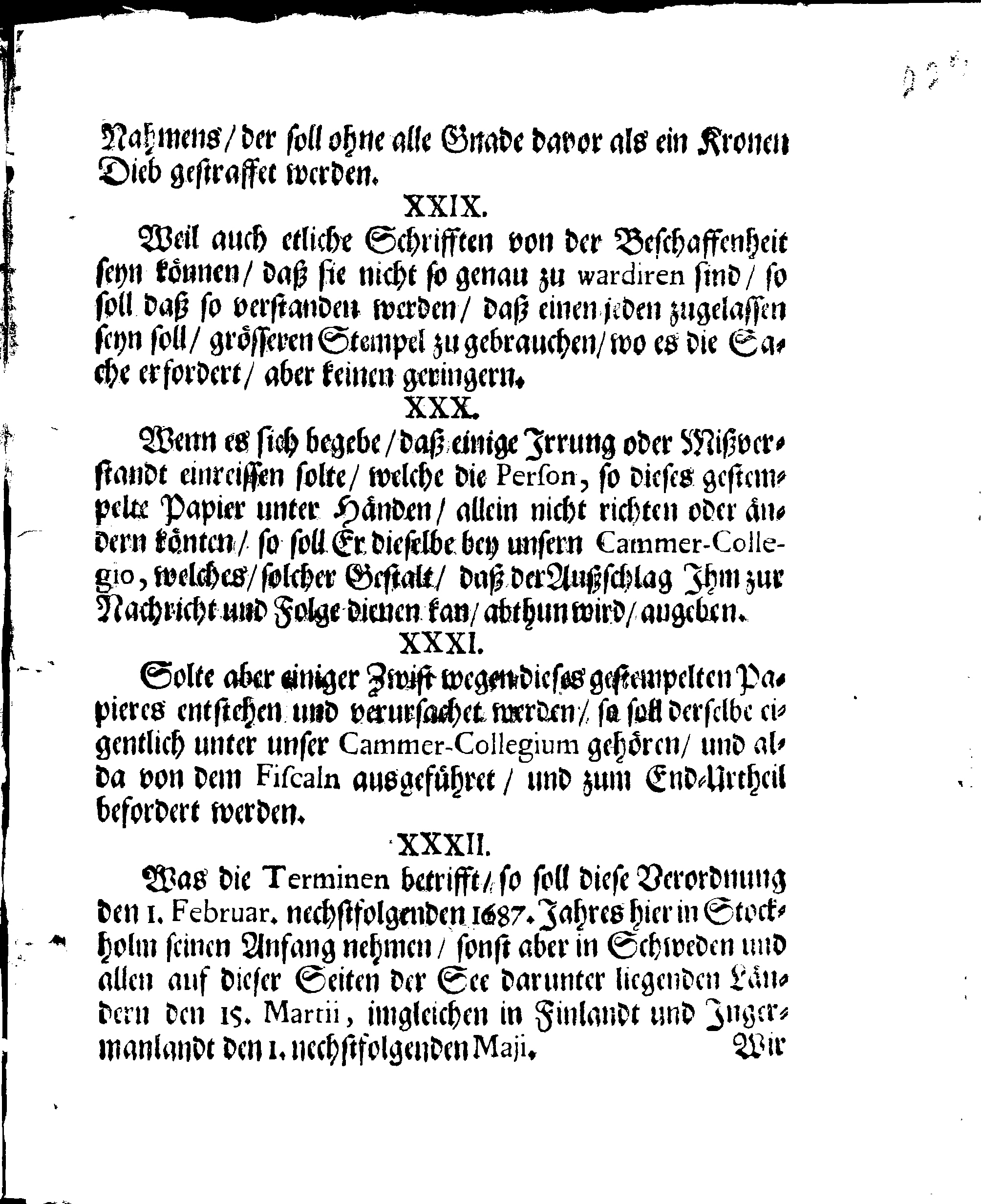 Ihr. Königl. Majest. Stadga und Verordnung Angehend CHARTAM SIGILLATAM, oder Gestempelt Papier