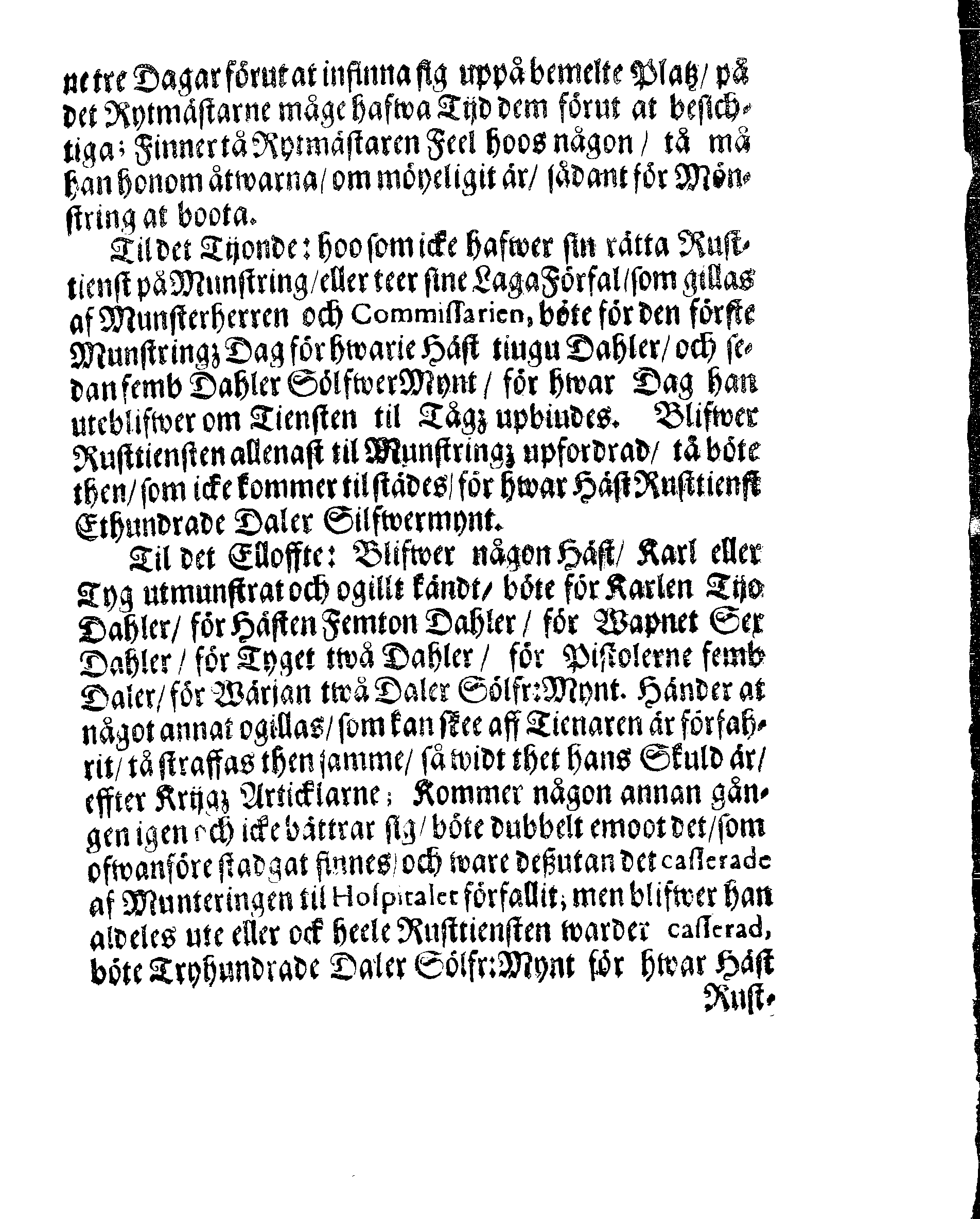 Kongl. May:tz Rusttiensts Ordning, Angående Ridderskapet och Adelen uti Skåne, Halland, Bleking och Bahuus Lähn