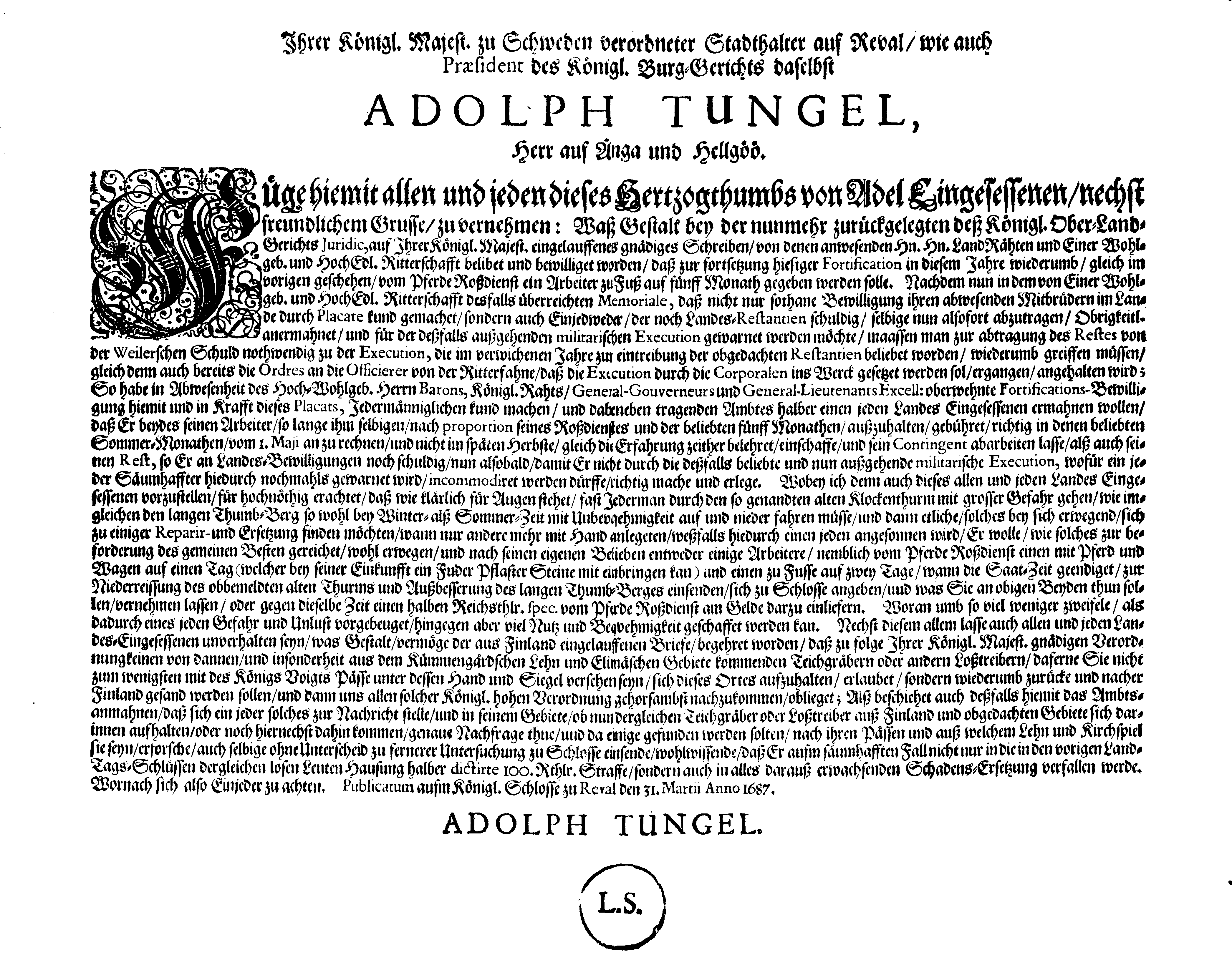 [Adolf Tungeli korraldus]