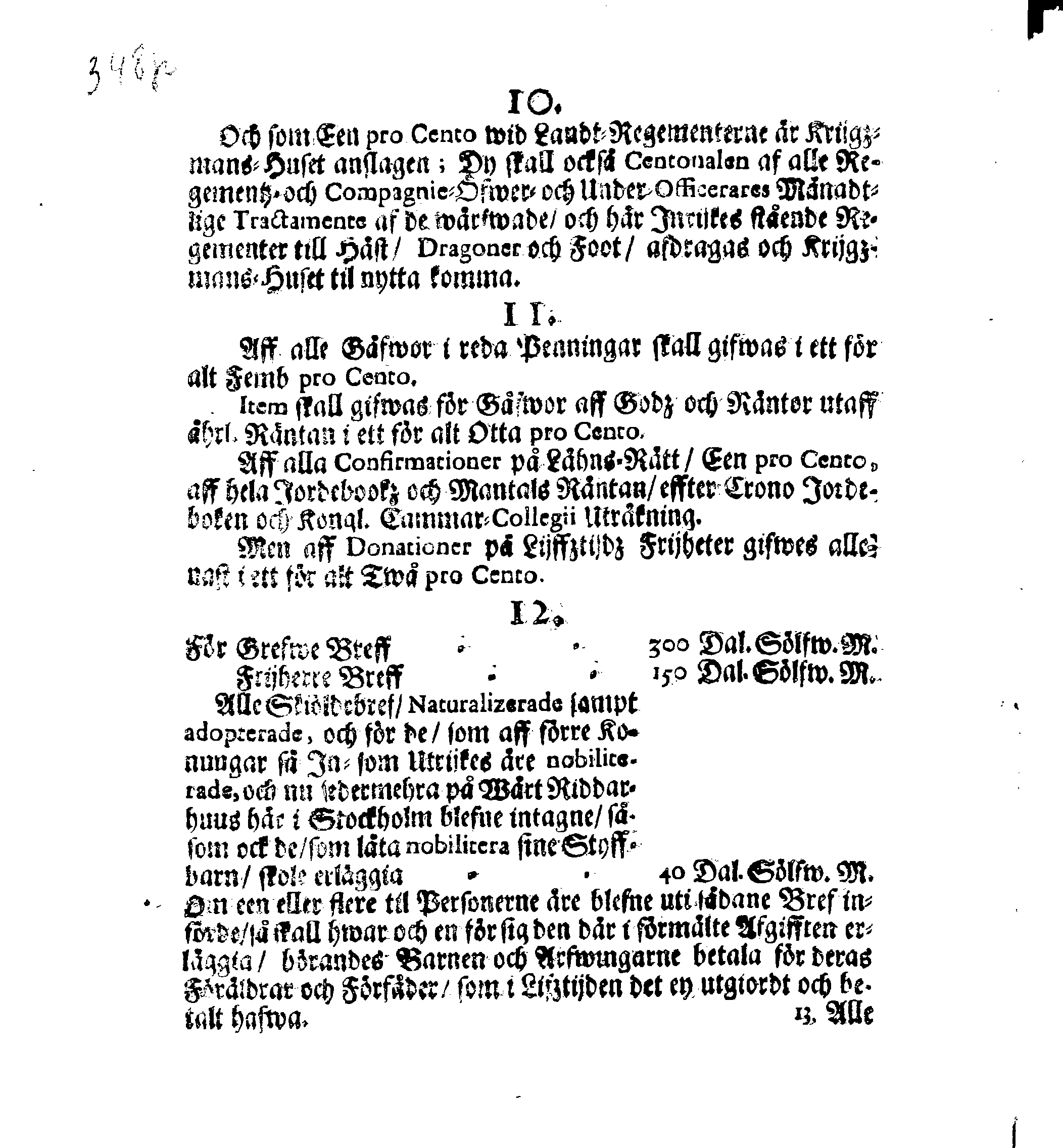 Kongl. May:tz Förnyade Ordning och Påbud Om Wadstena Krigzmans-Huus Inkomster