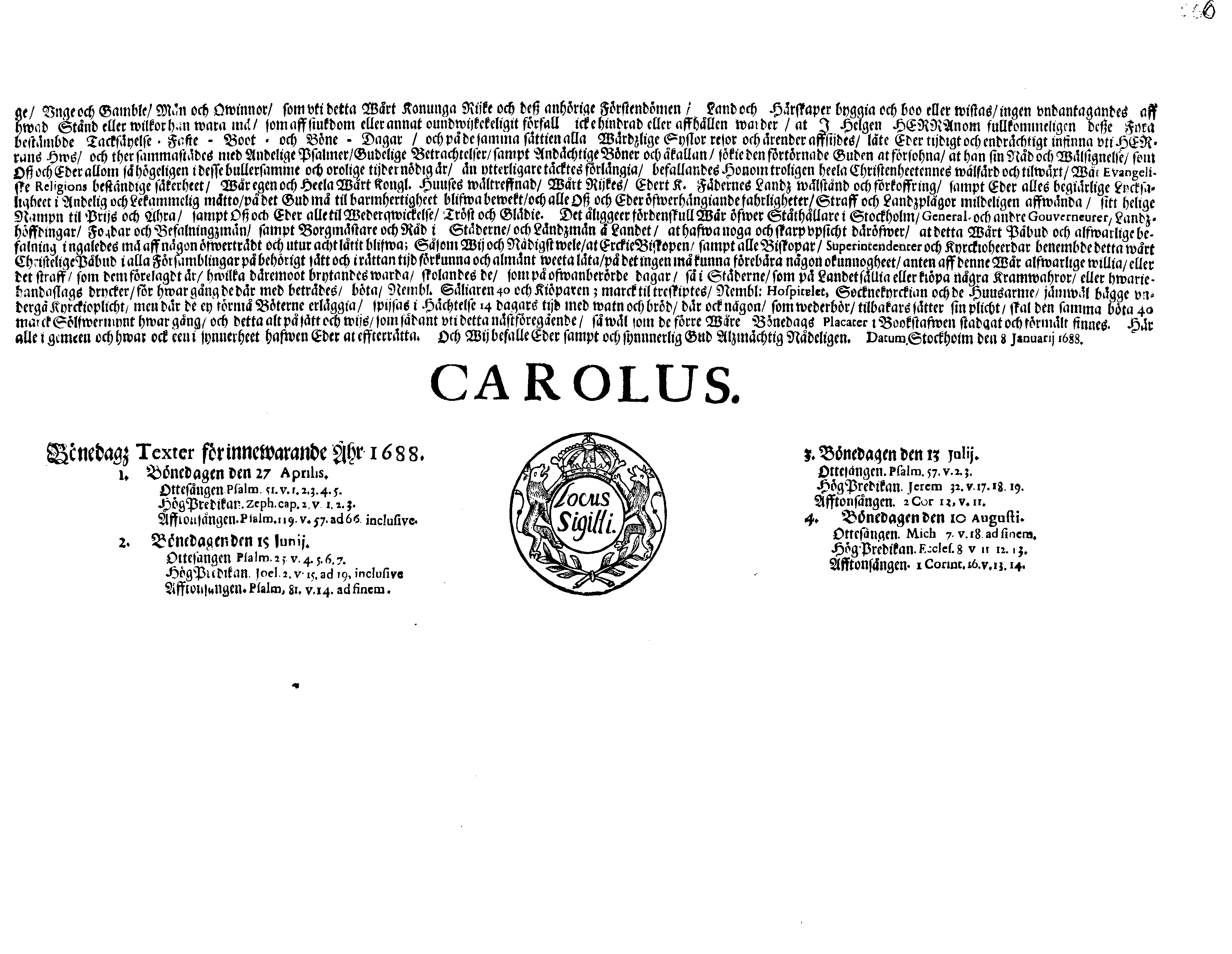 [Kuningas Karl XI korraldus]