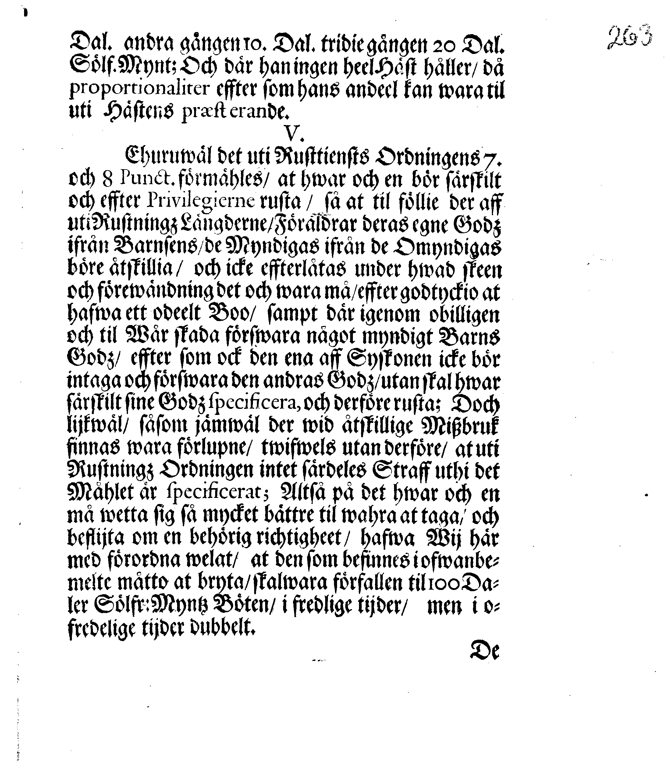 Kongl. May:tz Förklaring, Öfwernågre Måhl och ährender, angående den sidst utgångne Rusttiensts Ordningen