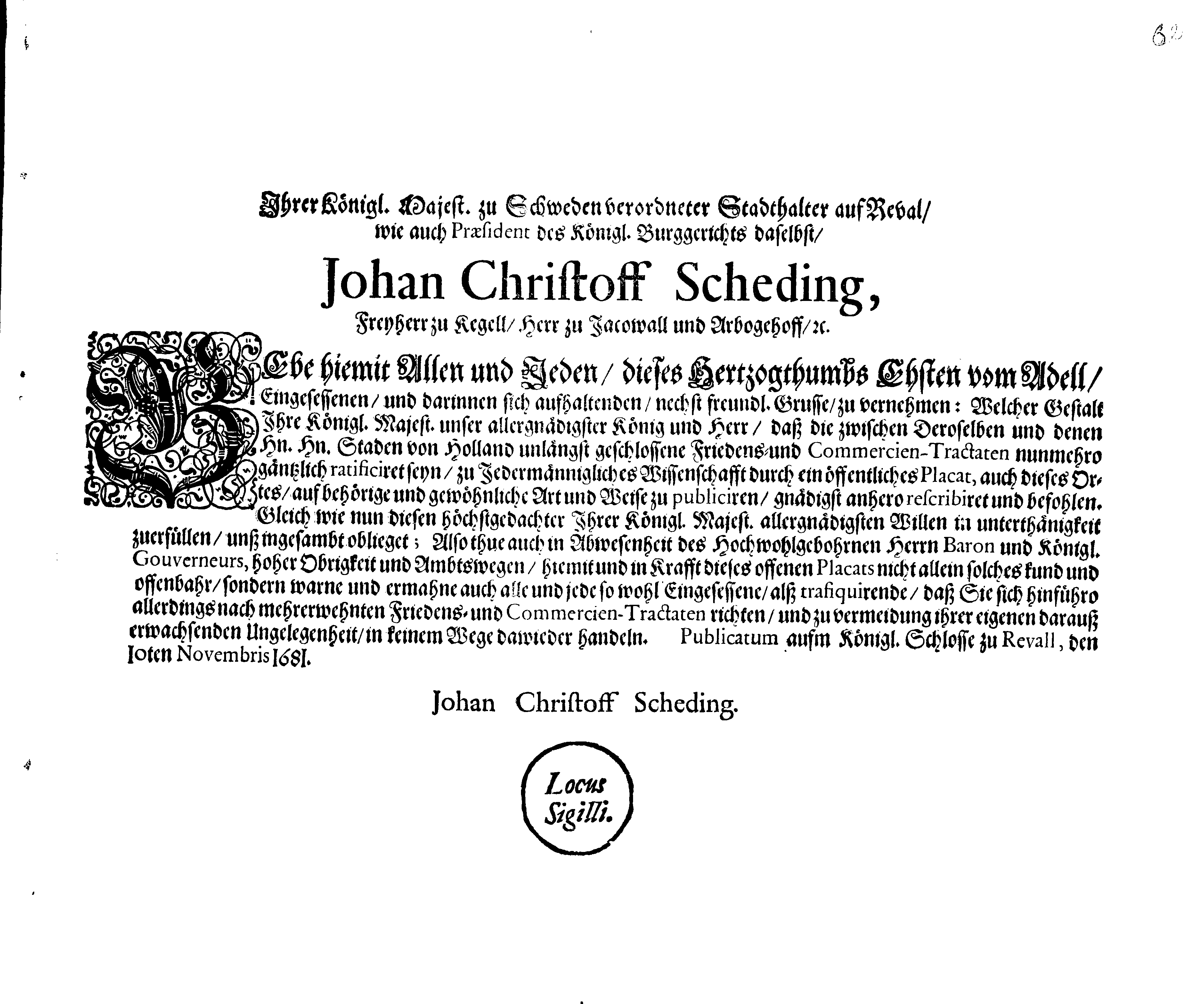 [Johan Christopher von Scheidingi korraldus]