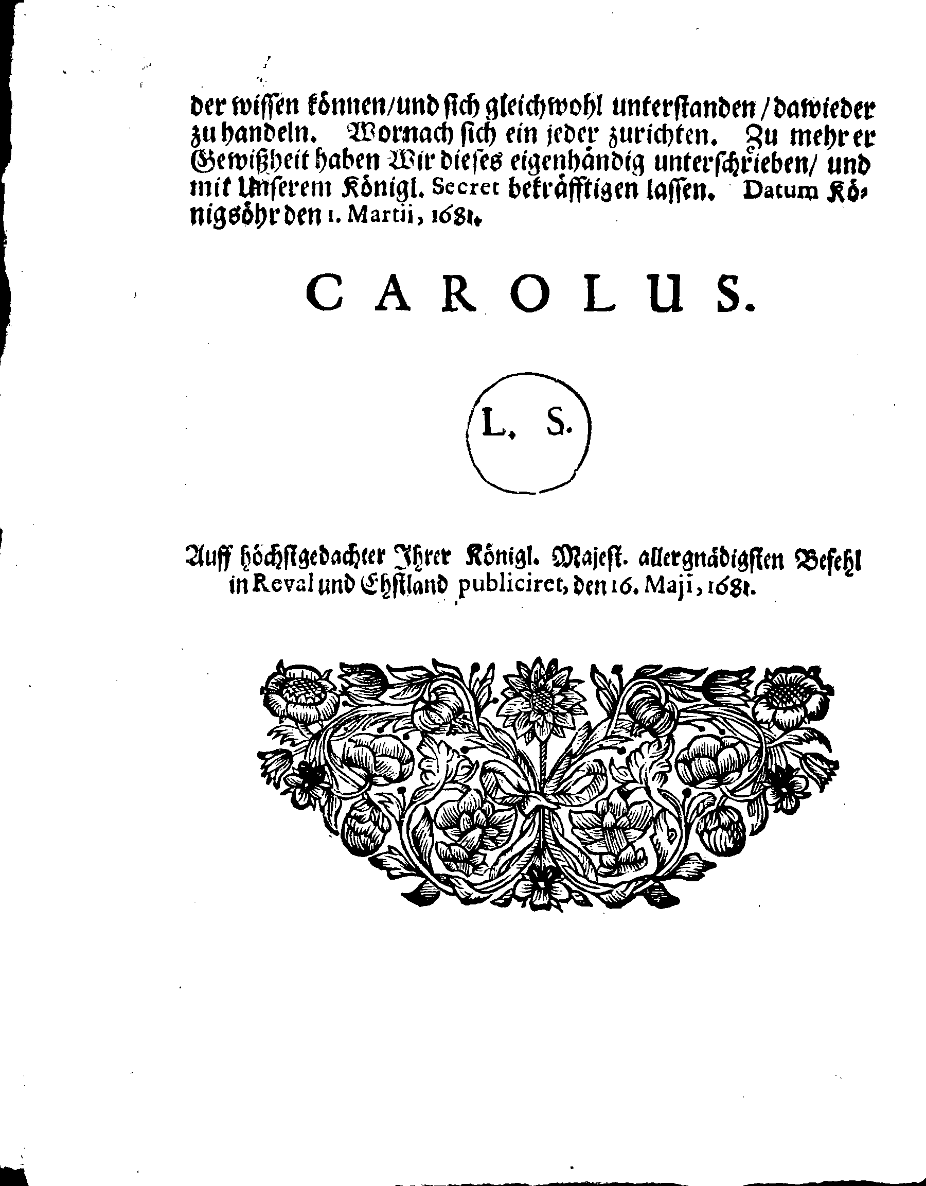 Ihr Königl. Maj. Verordnung Wegen Kinder Mords