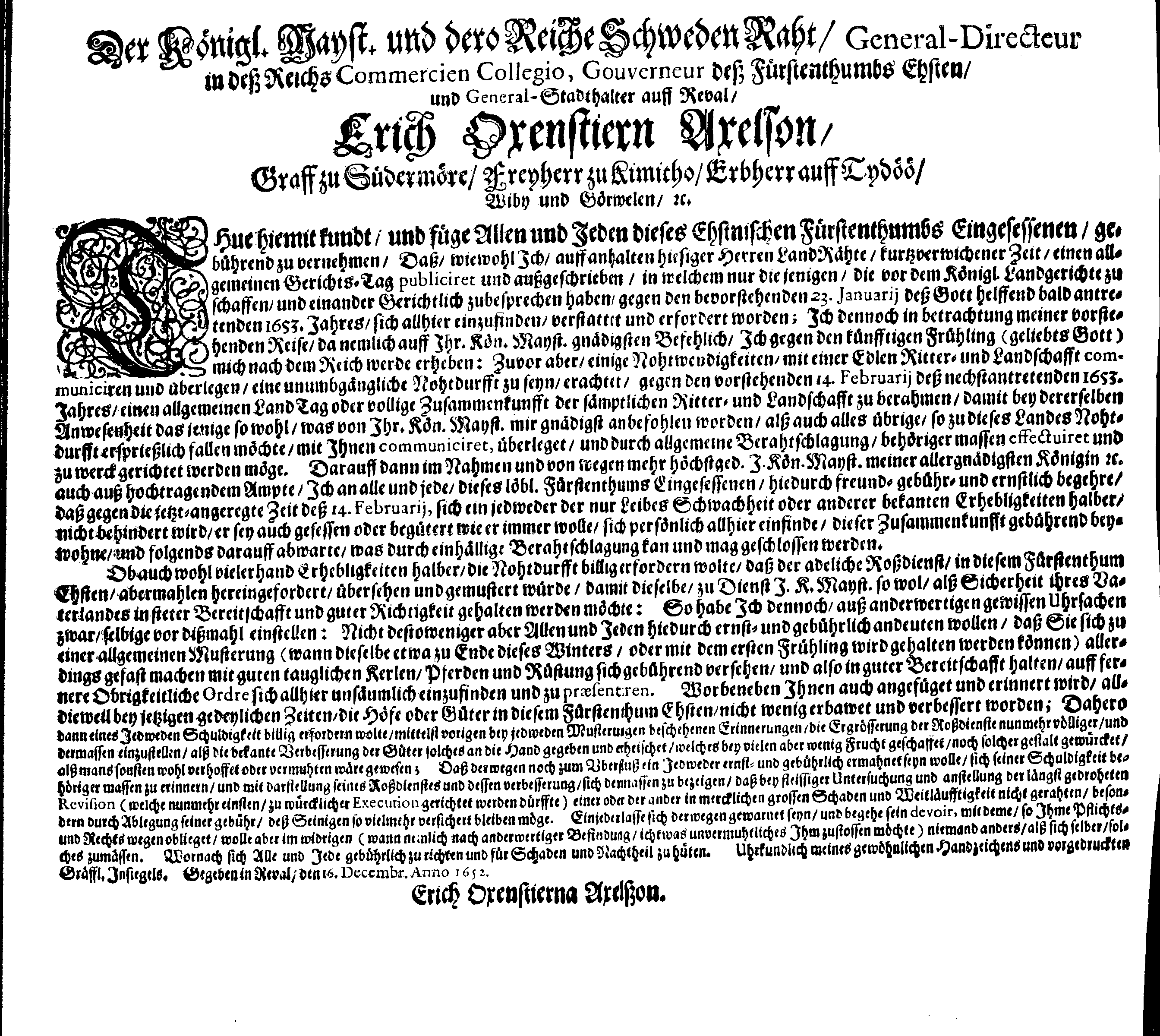 [Erik Oxenstierna korraldus]