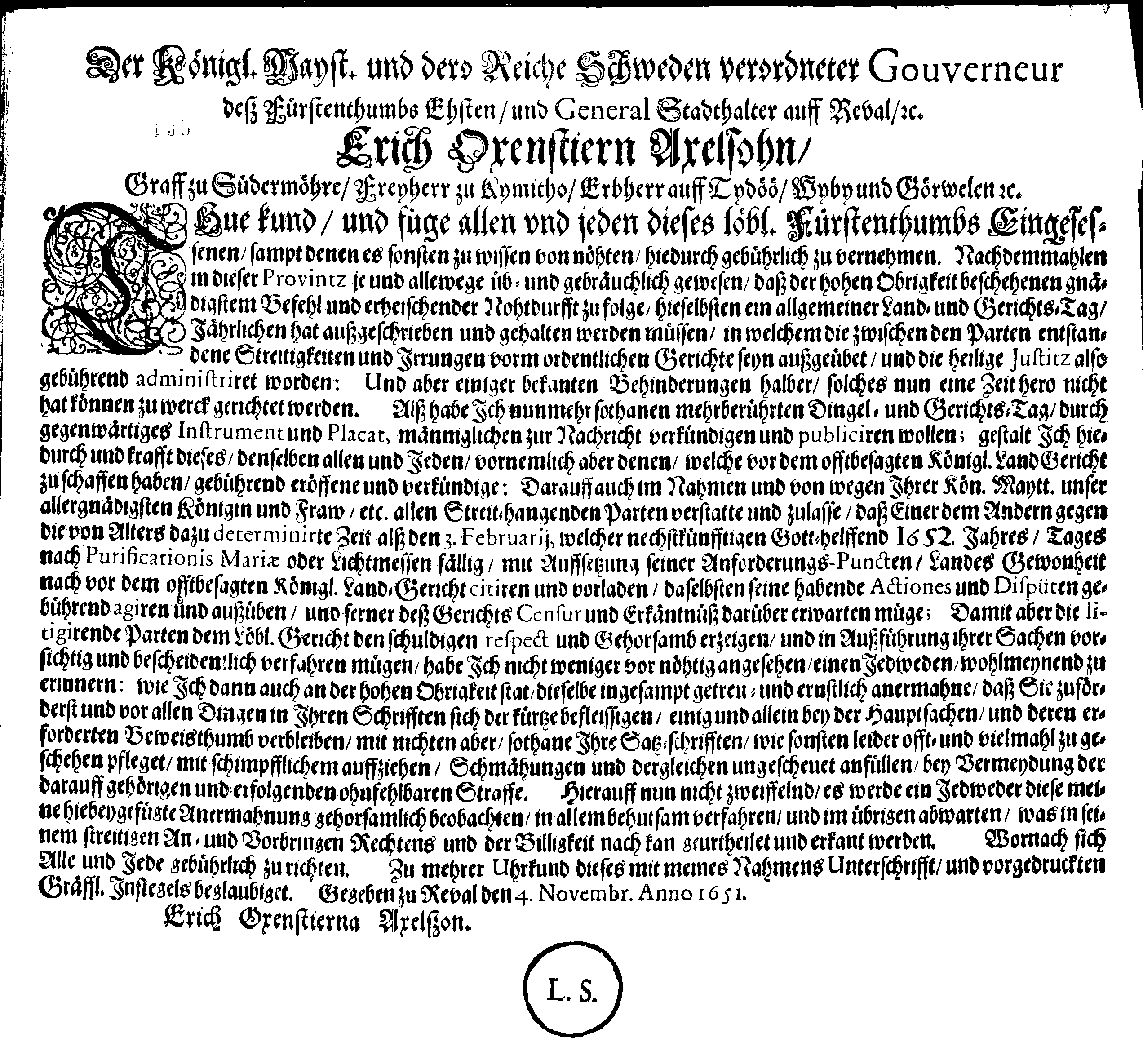 [Erik Oxenstierna korraldus]