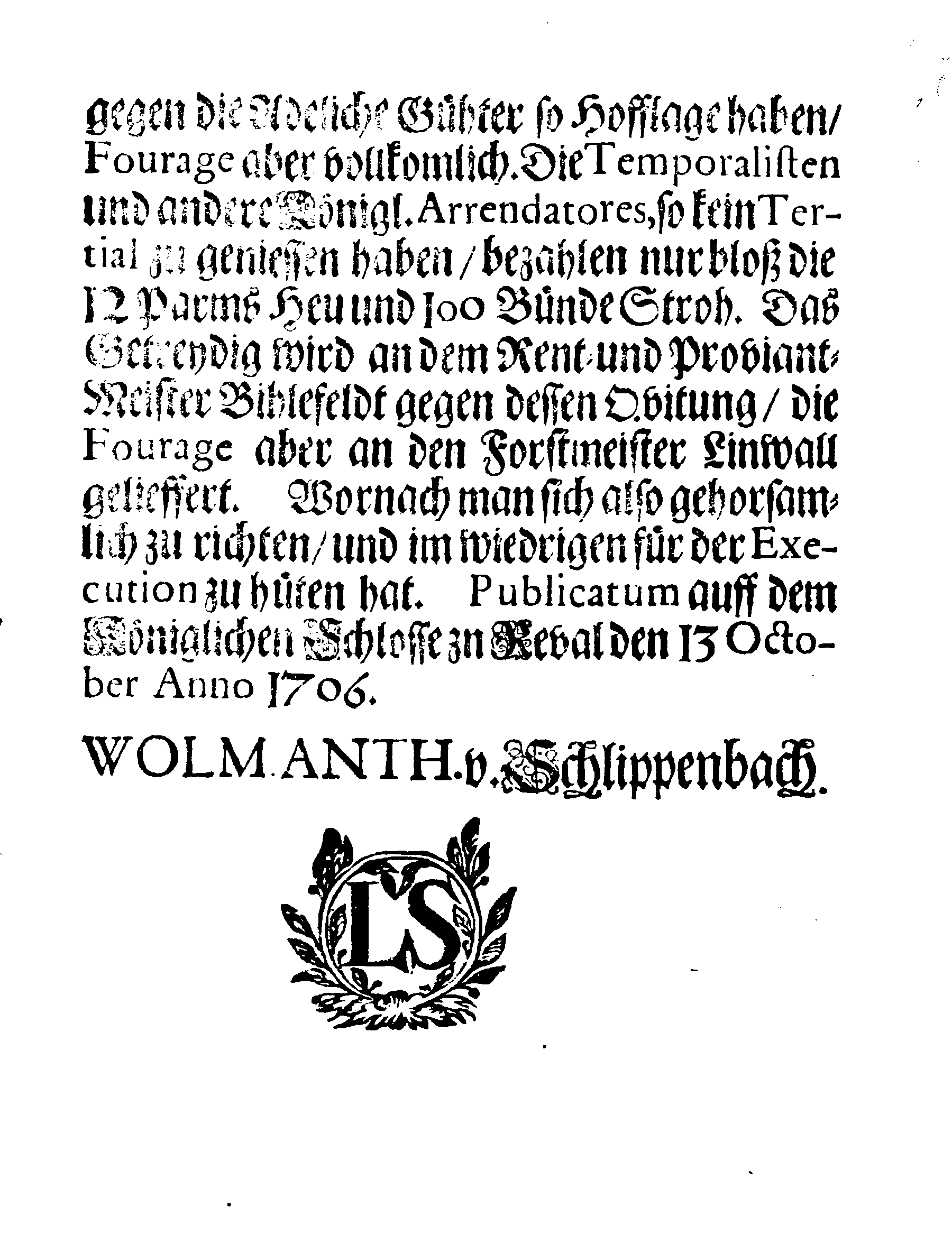 [Wolmar Anton von Schlippenbachi korraldus]