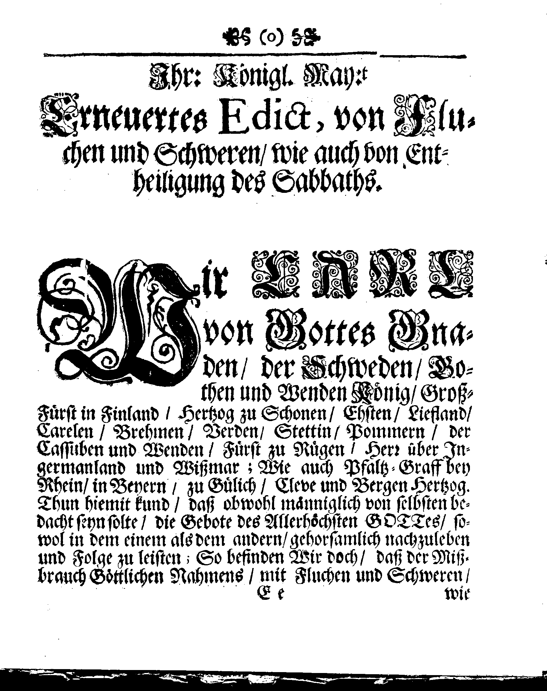 Kirchen-Gesetz und Ordnung, So der Großmächtigste König und Herr, Herr CARL, der Eilffte, Der Schweden, Gothen und Wenden König, [etc.] Im Jahr 1686 hat verfassen und Im Jahr 1687 im Druck außgehen und publiciren lassen. Mit denen dazu gehörigen Verordnungen.