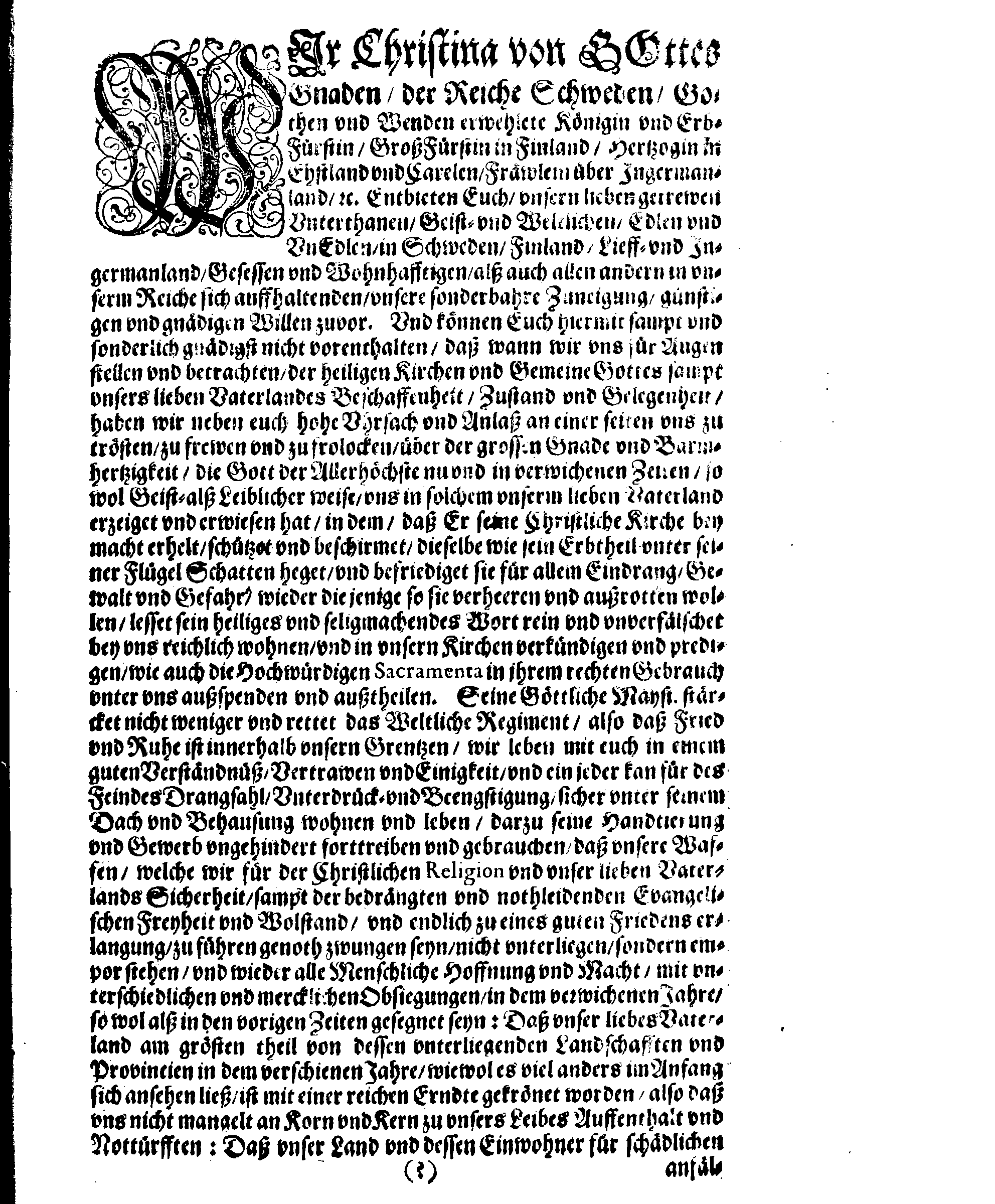 [Kuninganna Kristiina eestkostevalitsuse korraldus]