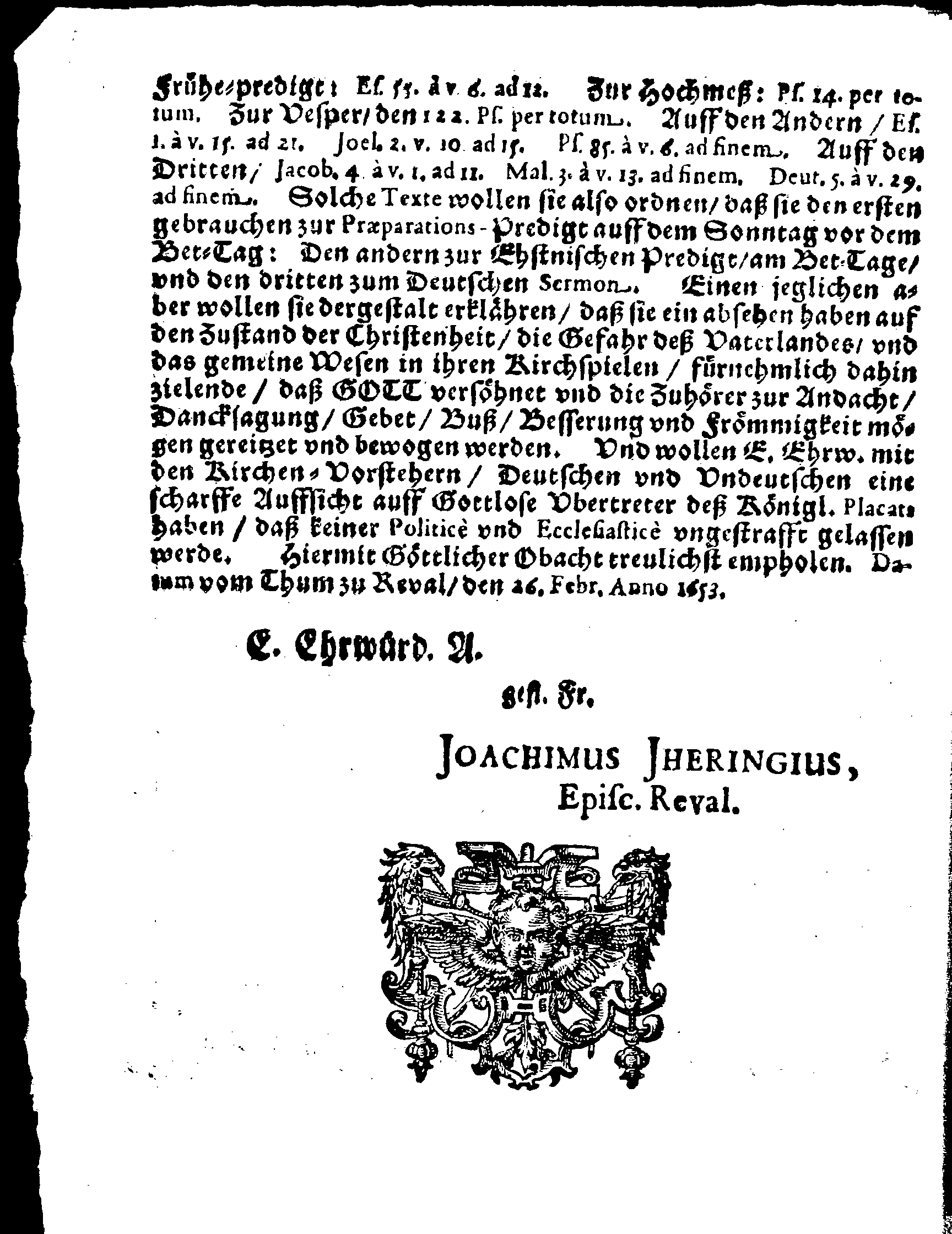 MONITORIAL An das Ehrwürdige Land-Ministerium in Ehstland