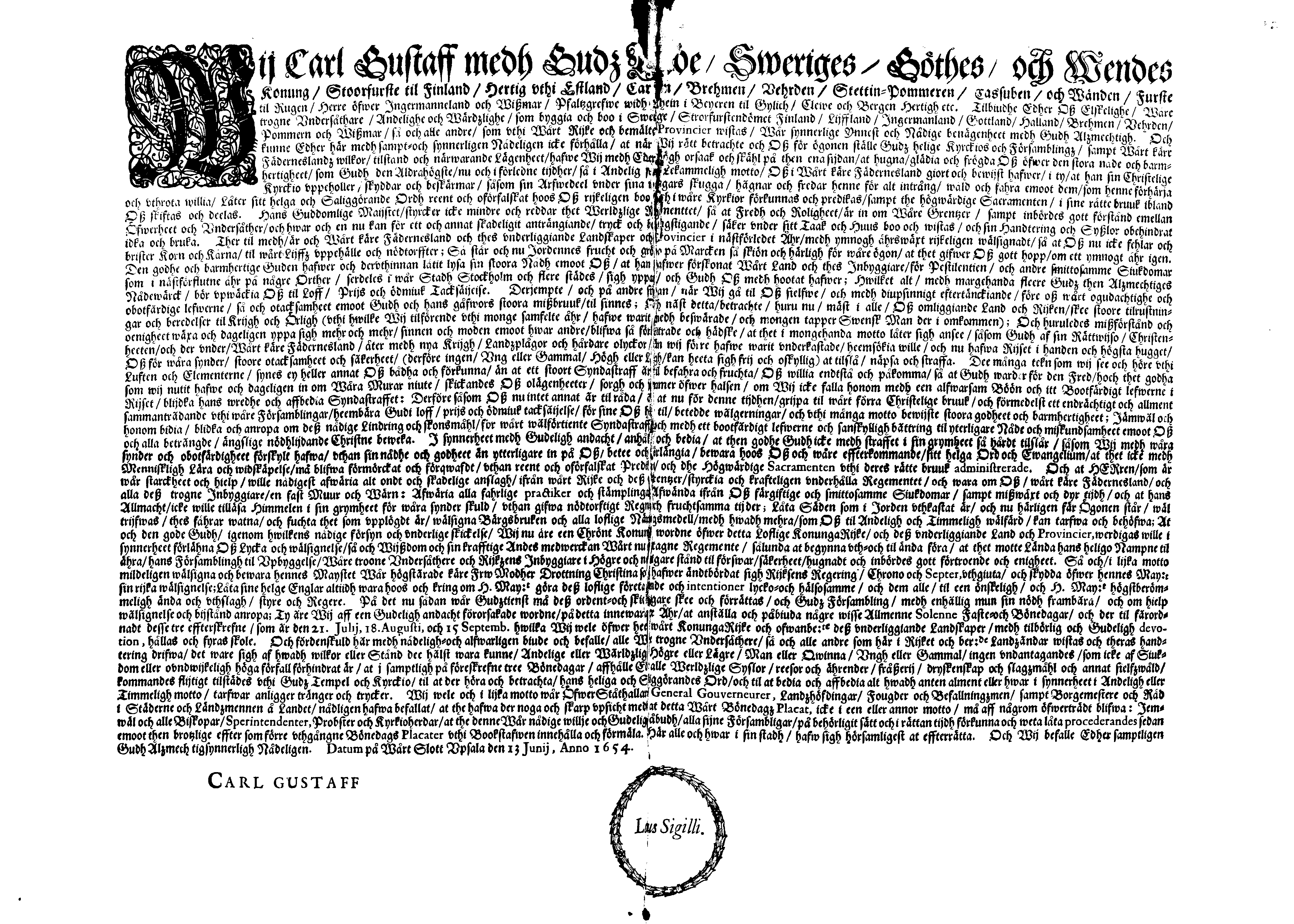 [Kuningas Karl X Gustavi korraldus]