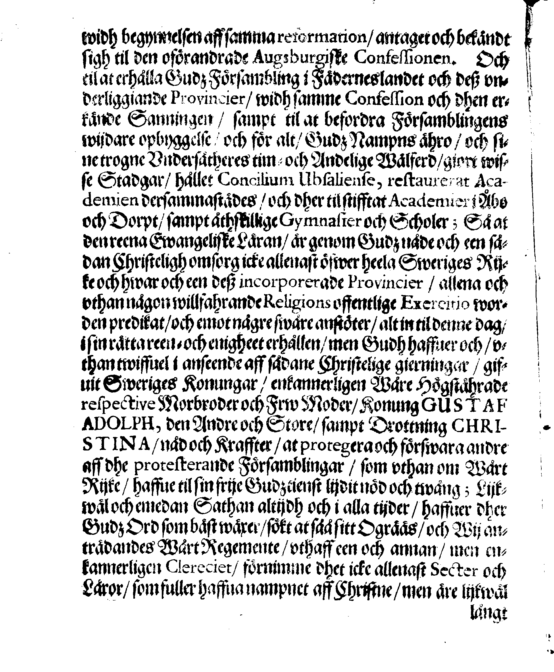 Kongl. May:tz STADGA, Om Wår Christelige Religions rätta öffning och Conservation