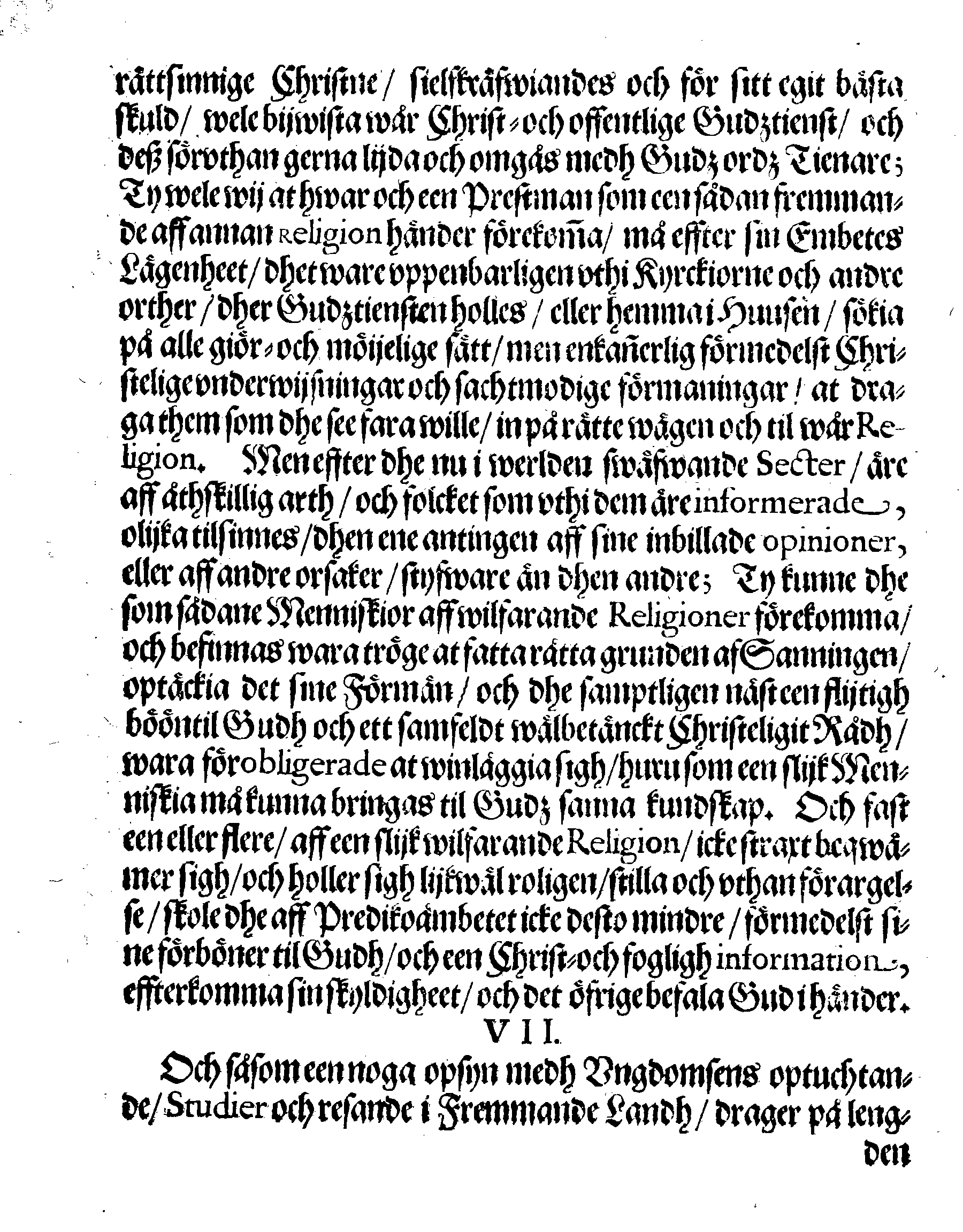 Kongl. May:tz STADGA, Om Wår Christelige Religions rätta öffning och Conservation