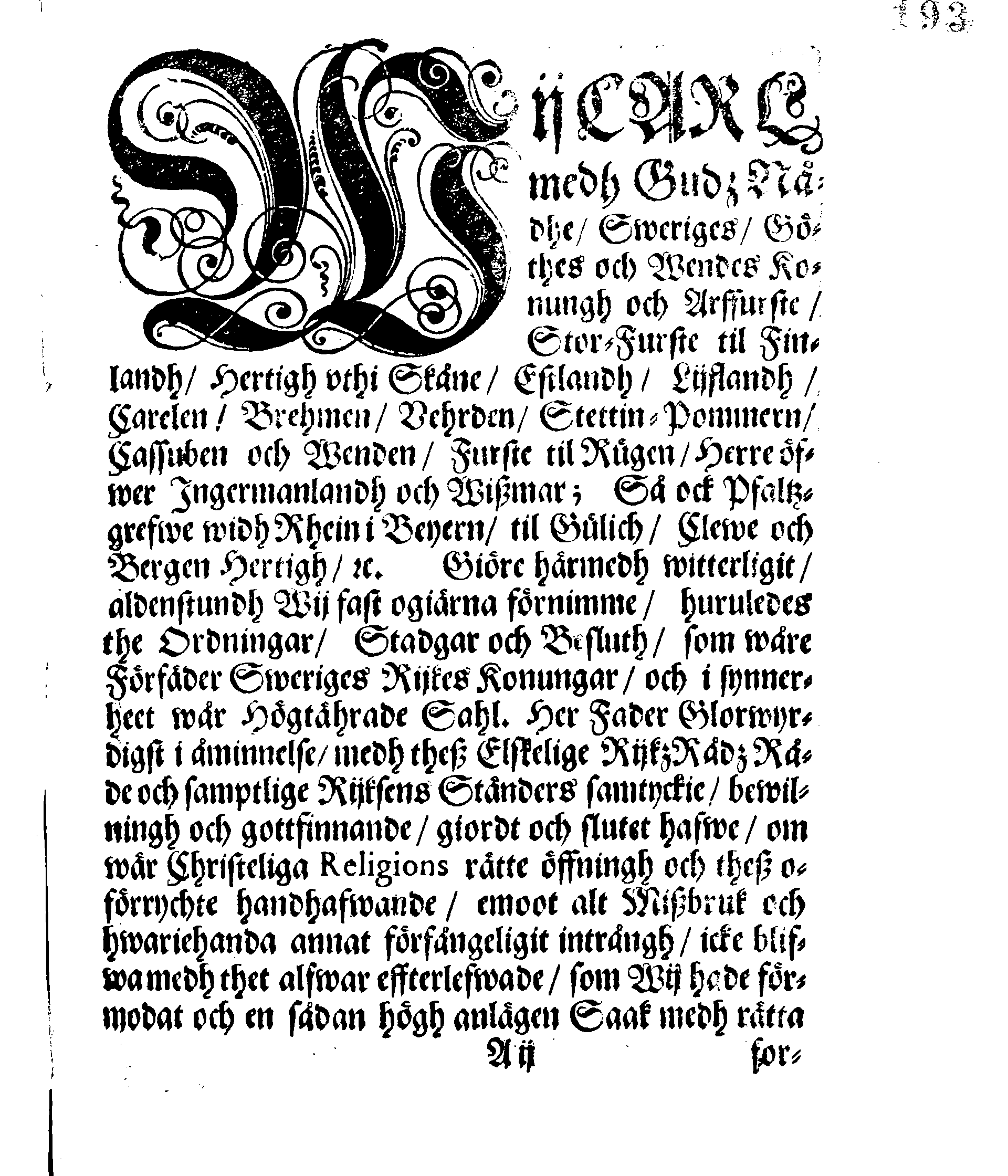 Kongl. Mayst.tz RELIGIONS PLACAT