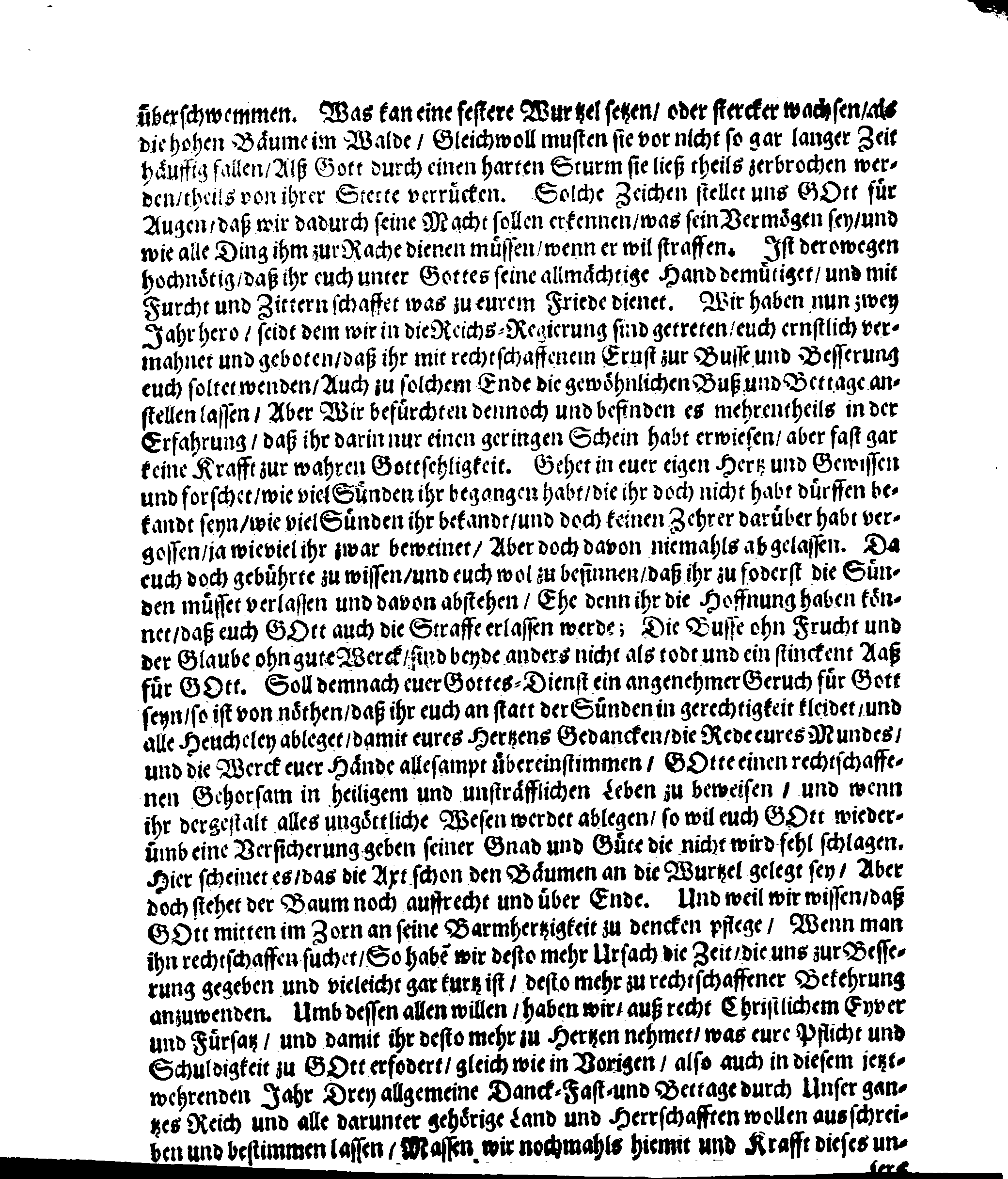 Ihr. Königl. Mayst. PLACAT, Wegen Der drey allgemeinen Solennen Danck-Fast- und Bet-Tage, so in diesem 1675sten Jahr durch gantz Schweden und darunter liegenden Provincien, wie auch in Groß-Fürstenthumb Finland, sampt Ehst, Lieff- und Ingermanland sollen gehalten und gefeiret werden