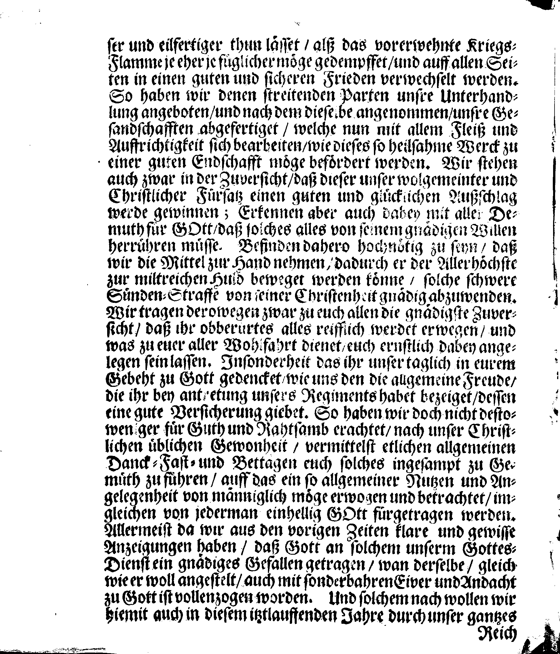 Ihr Königl. Mayst. PLACAT, Von wegen Der drey Algemeinen Solennen Danck-Fast- und Bettage, so in dem jetztwehrenden Jahr durch gantz Schweden und darunter liegenden Provincien, wie auch durch das Groß-Fürstenthumb Finland, sampt Ehst-Liff- und Ingermanland sollen gehalten und gefeiret werden