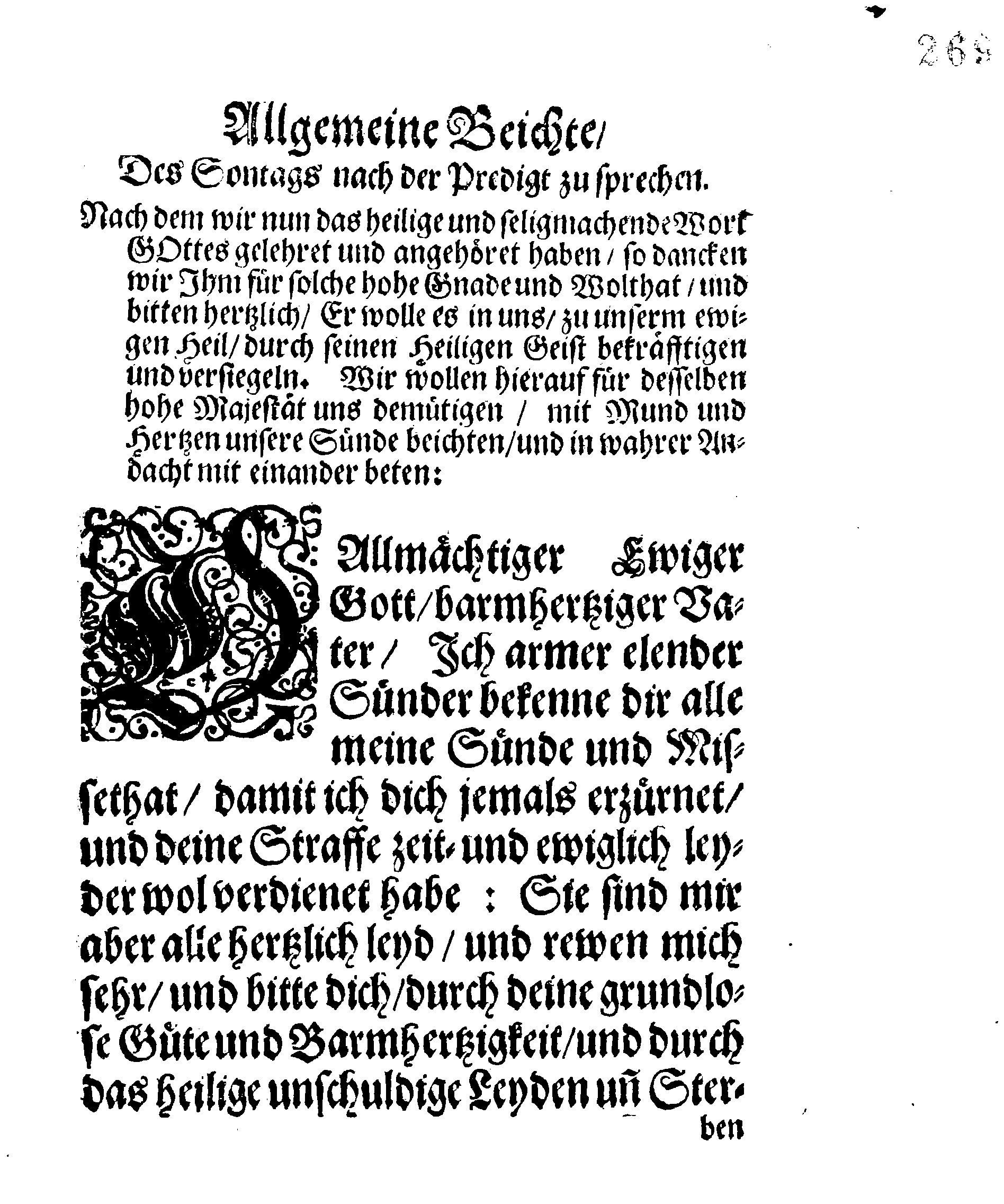 Allgemeine Beichte, Des Sontags nach der Predigt zu sprechen