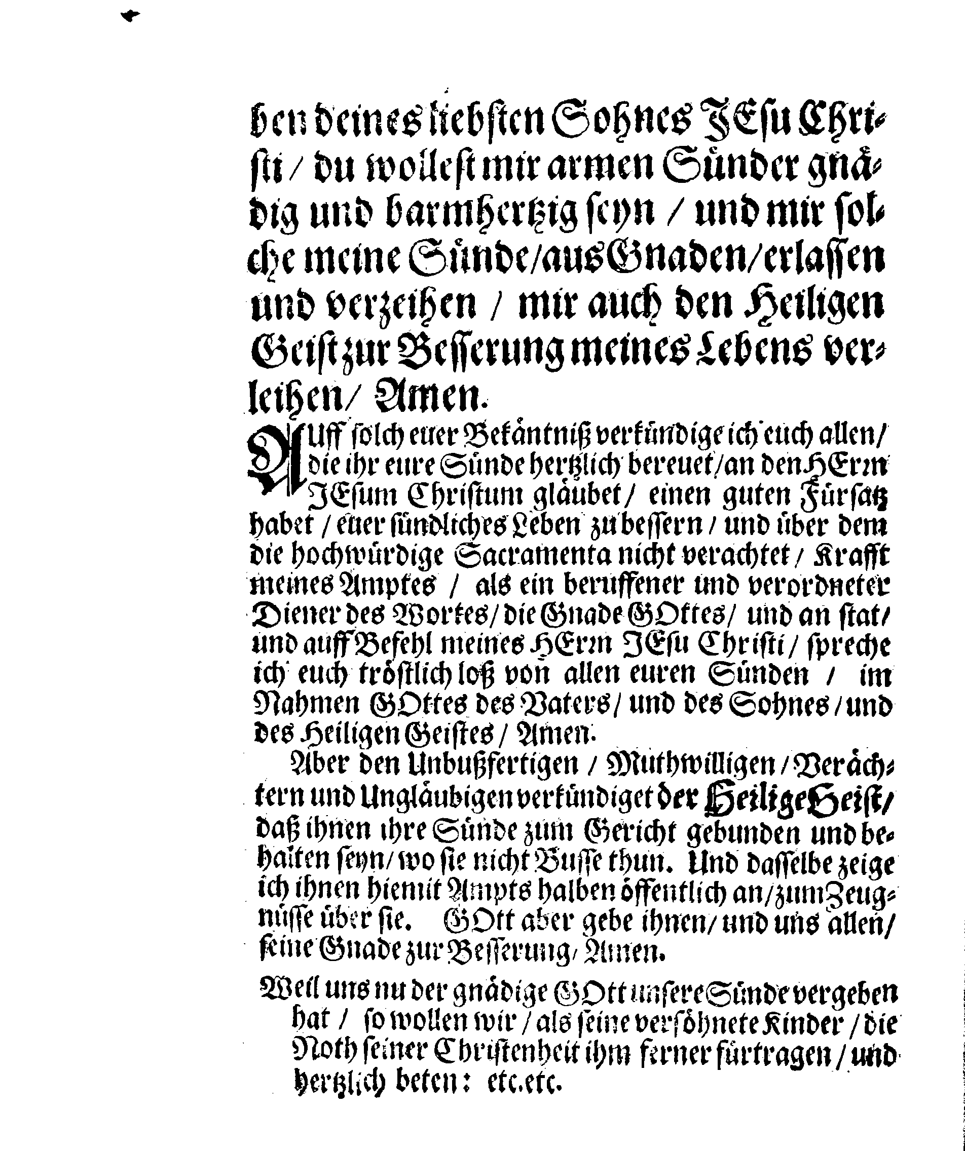 Allgemeine Beichte, Des Sontags nach der Predigt zu sprechen