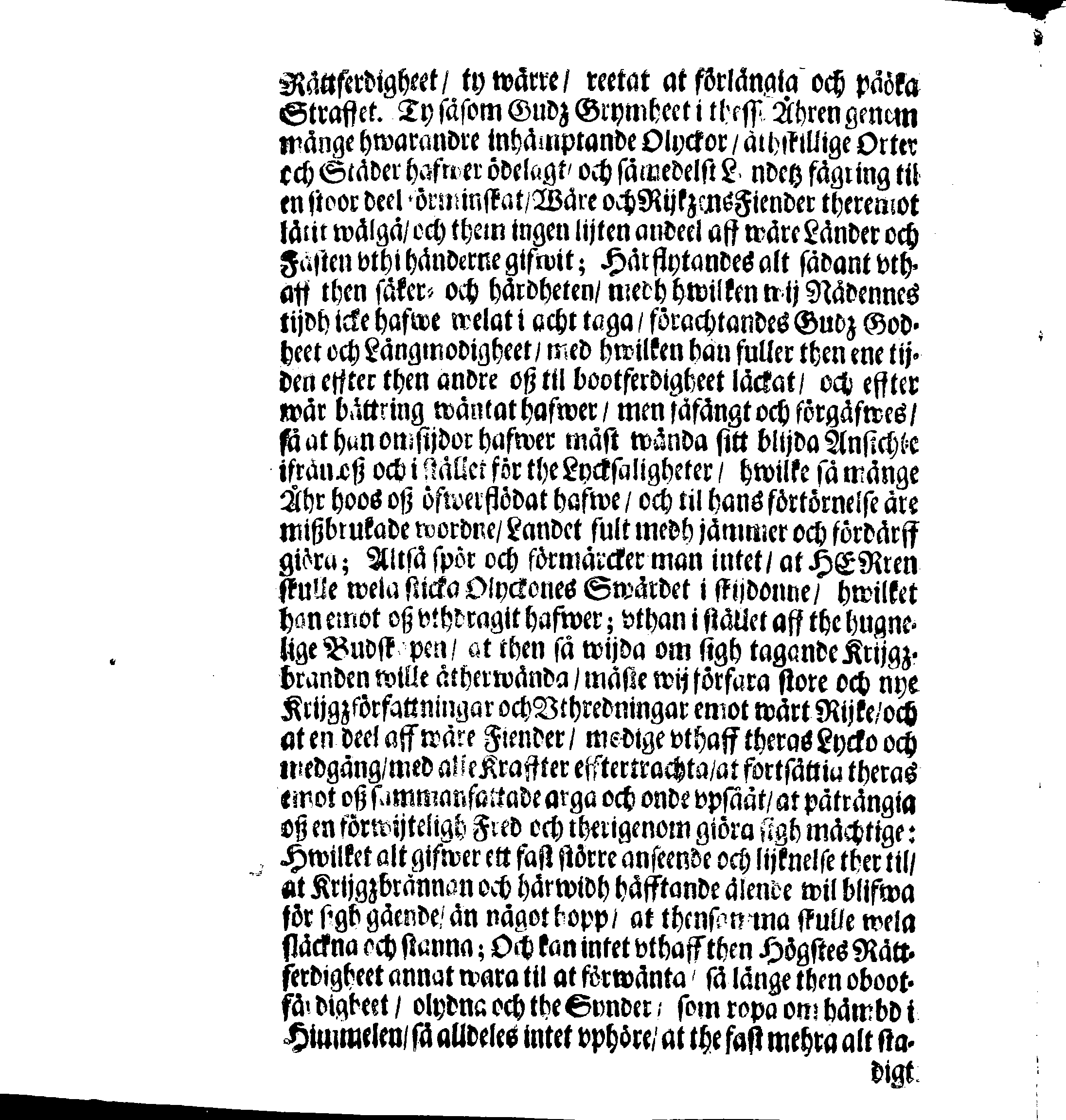 Kongl. May:tz PLACAT, Om Fyra Allmen-Solenne Tacksäyelse-Faste- och Bönedagar, som uthi innewarande Åhr öfwer hela Swerige, och thes underliggiande Provincier, jämwäl StoorFörstendömet Finland, sampt Est-Lijf- och Ingermanland, hållas och fijras skole